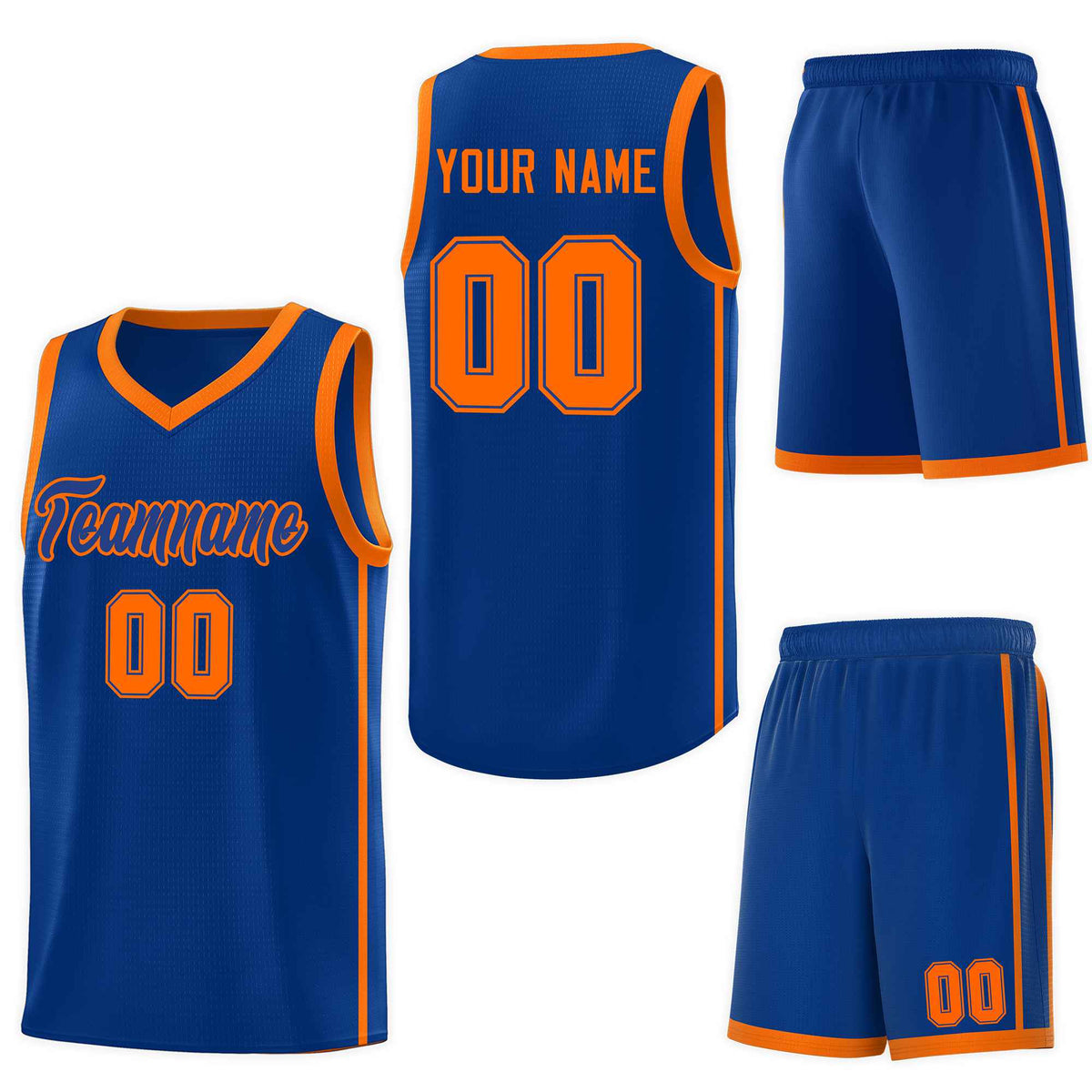 Custom Royal Orange Side Two Bars Sports Uniform Basketball Jersey