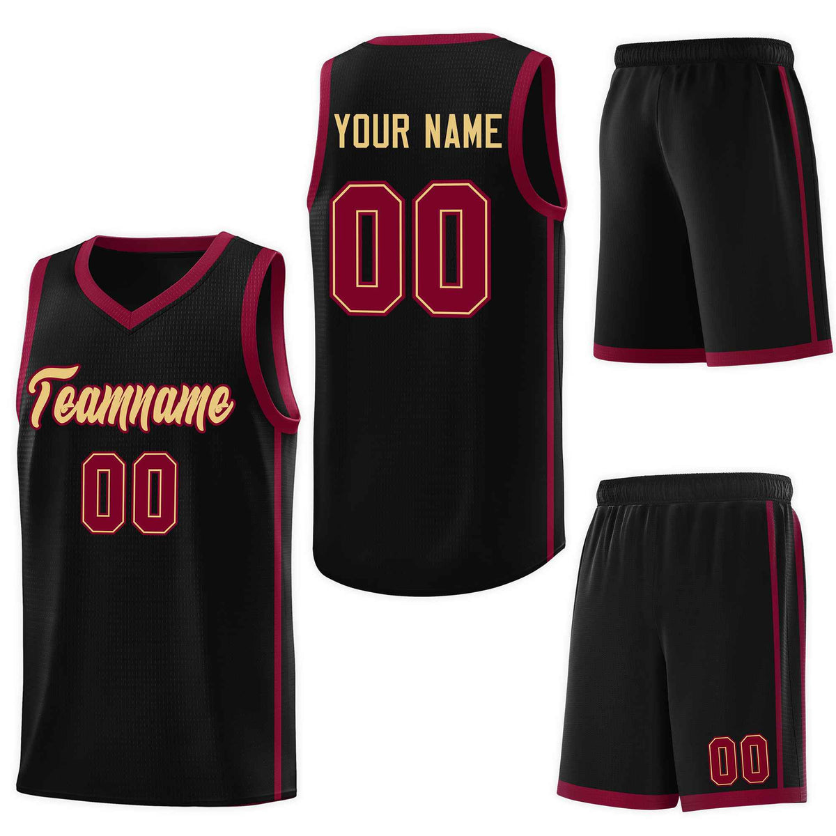 Custom Black Khaki-Crimson Orange Side Two Bars Sports Uniform Basketball Jersey