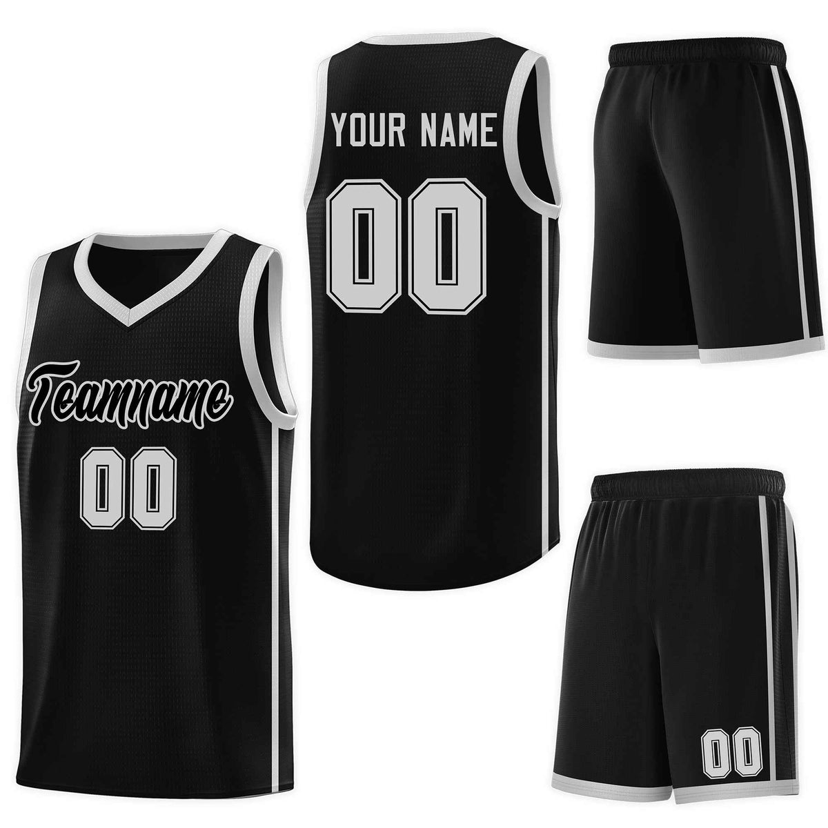 Custom Black Gray Side Two Bars Sports Uniform Basketball Jersey