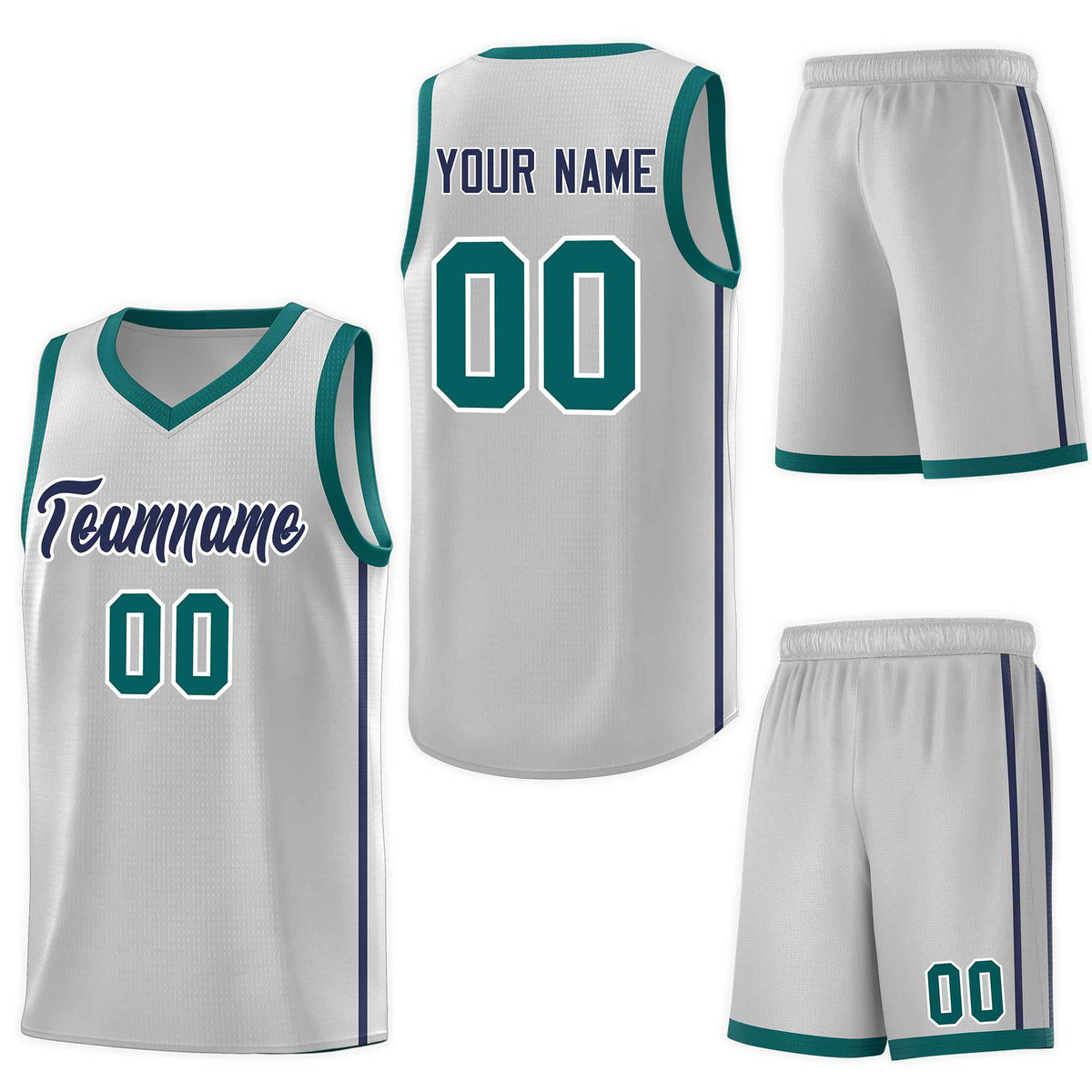 Custom Gray Navy-White Side Two Bars Sports Uniform Basketball Jersey