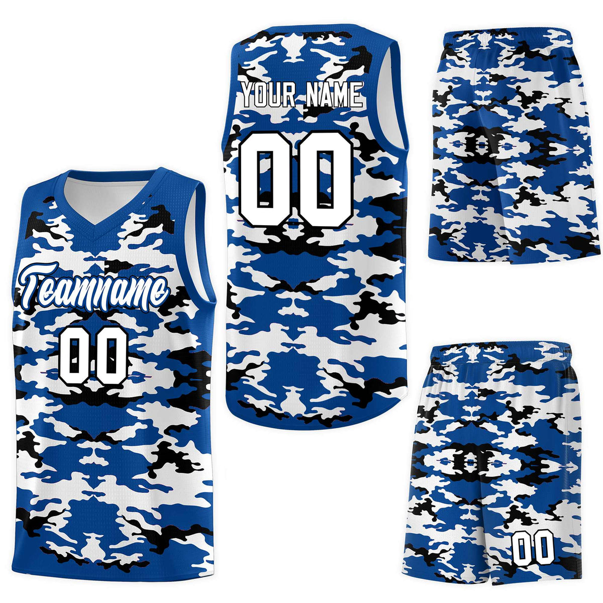 Custom Royal Black-White Personalized Camo Sets Sports Uniform Basketball Jersey