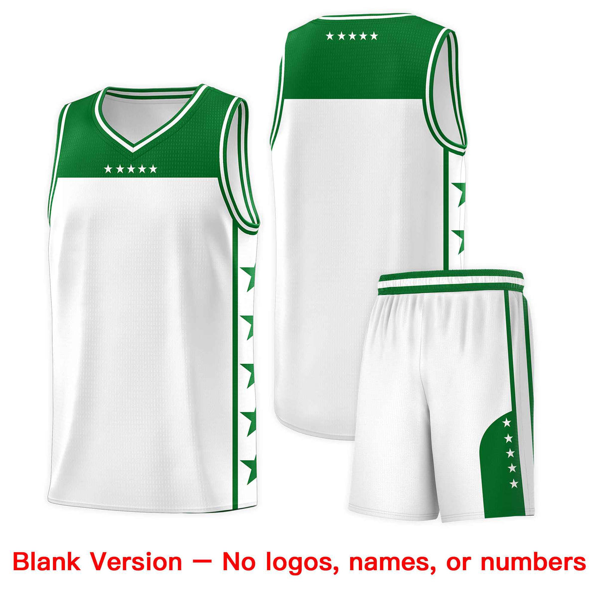 Custom White Kelly Green Personalized Star Pattern Sports Uniform Basketball Jersey
