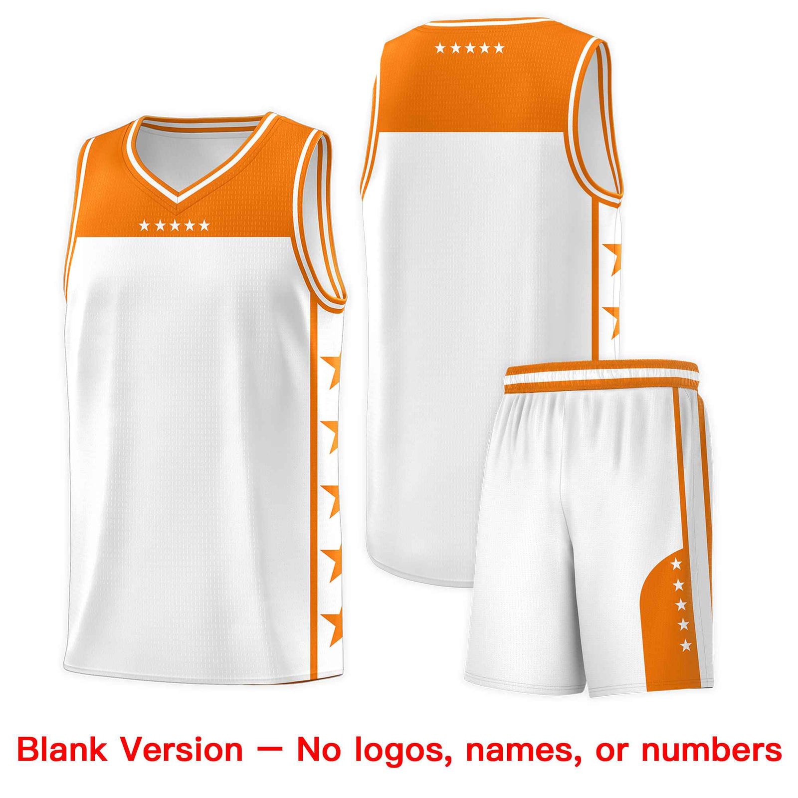 Custom White Orange Personalized Star Pattern Sports Uniform Basketball Jersey