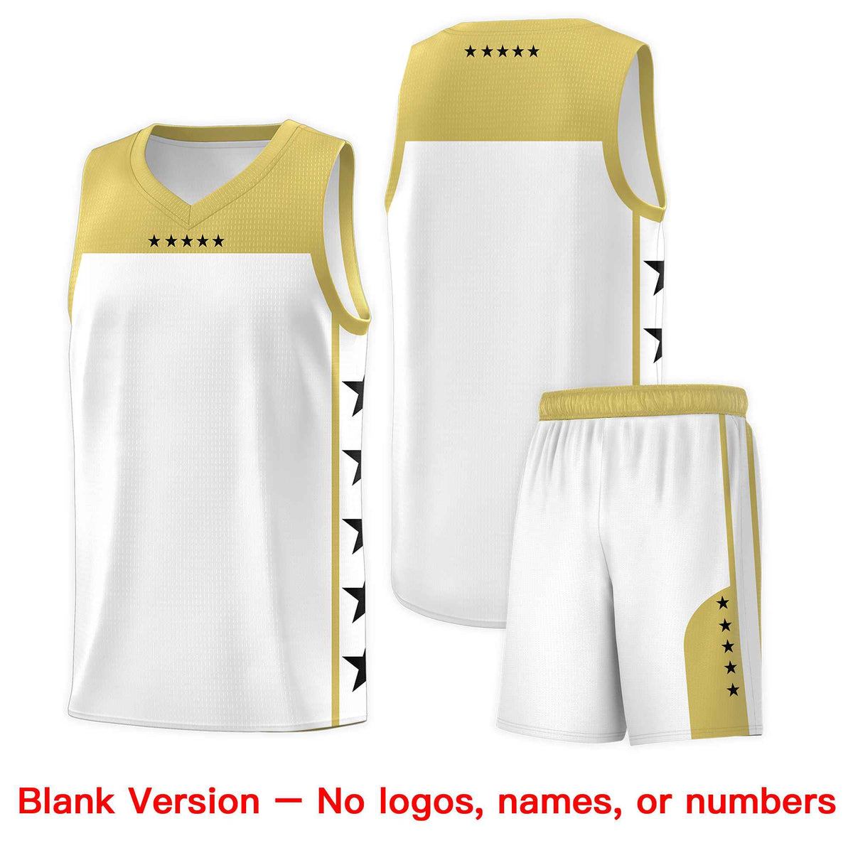 Custom White Old Gold Personalized Star Pattern Sports Uniform Basketball Jersey