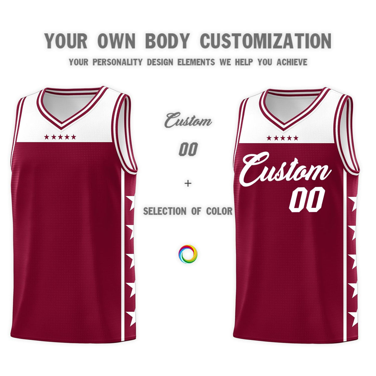 Custom Crimson White Color Block Sets Sports Uniform Basketball Jersey