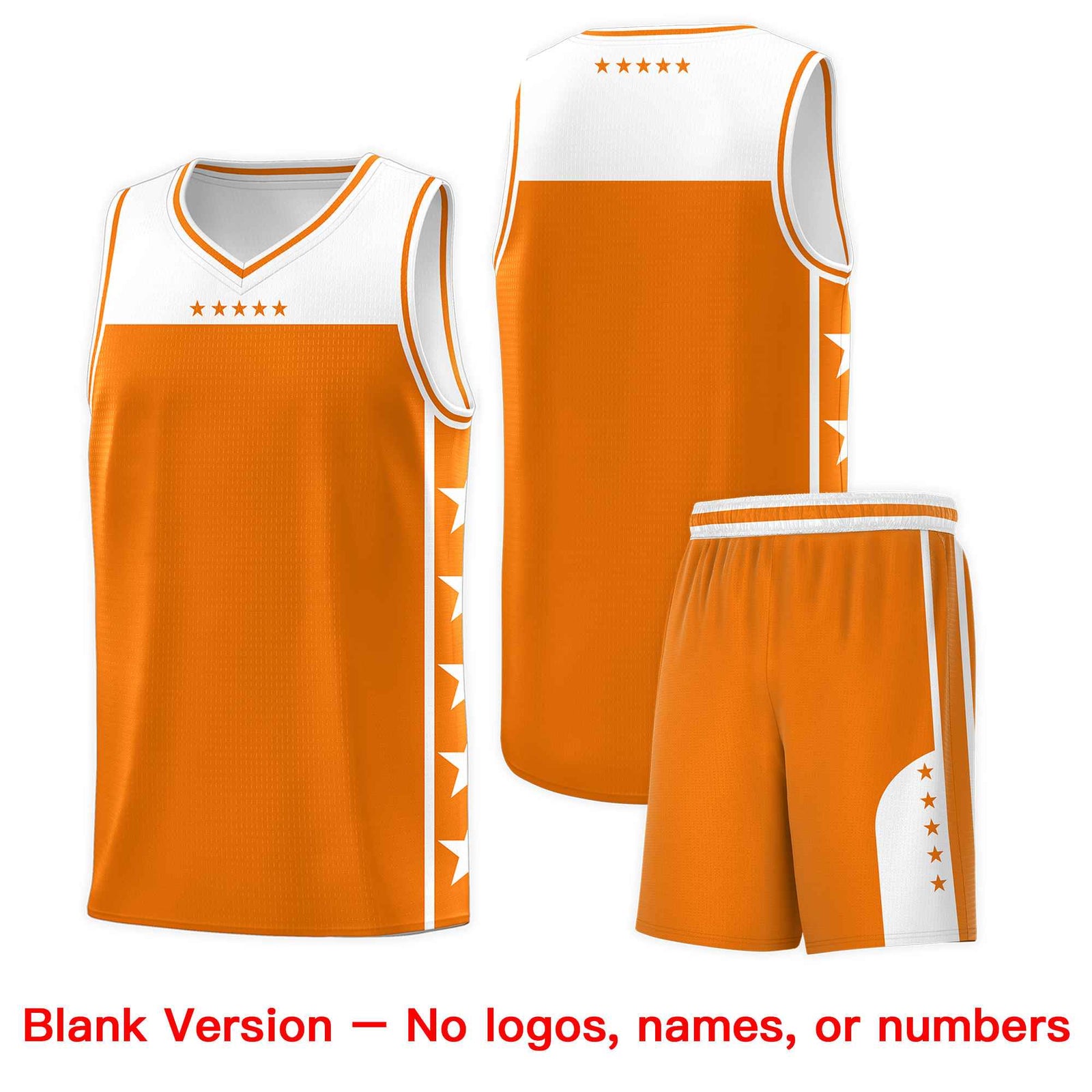Custom Orange White Personalized Star Pattern Sports Uniform Basketball Jersey