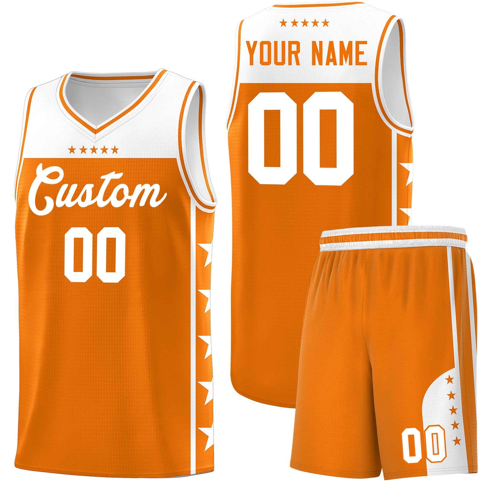 Custom Orange White Color Block Sets Sports Uniform Basketball Jersey