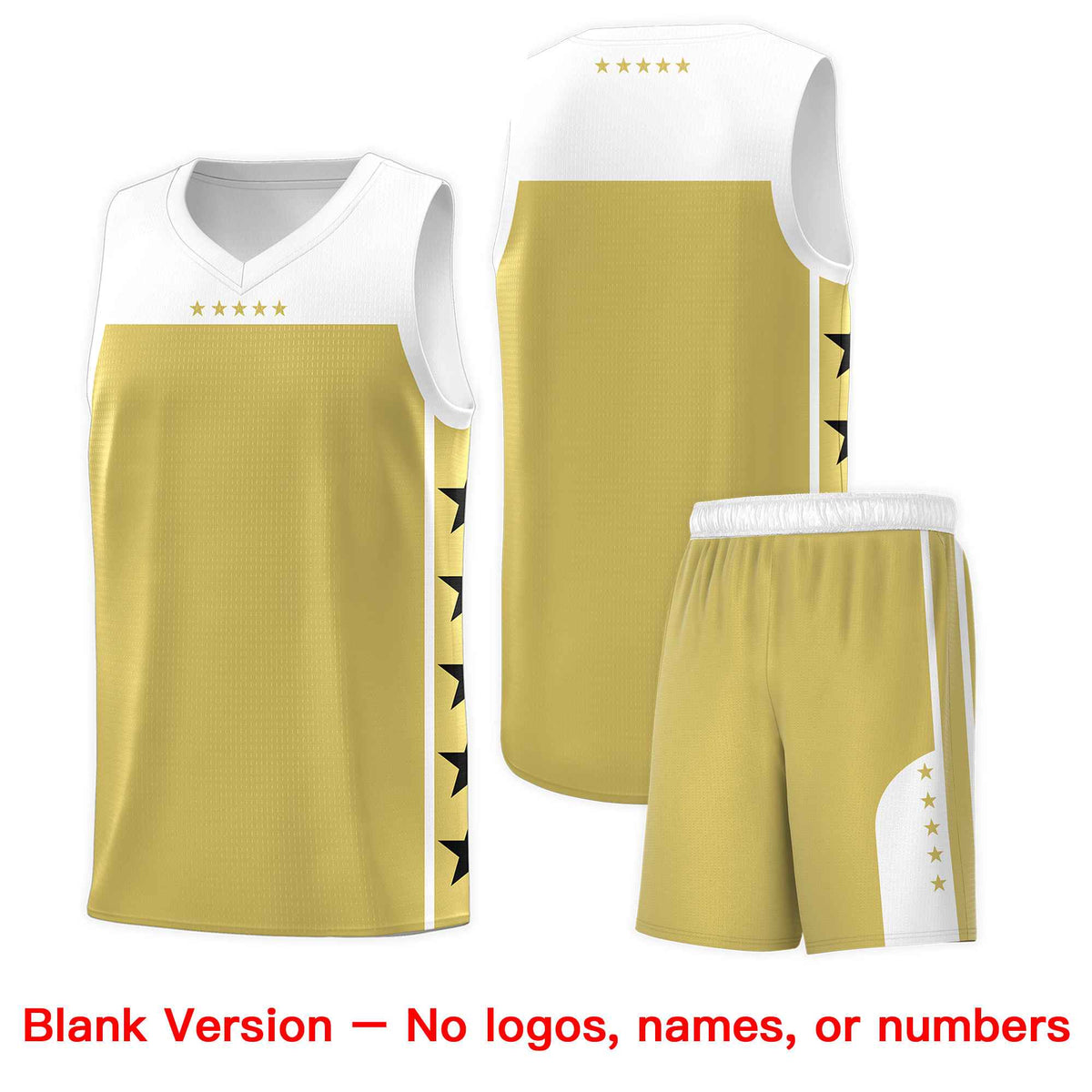 Custom Old Gold White Personalized Star Pattern Sports Uniform Basketball Jersey