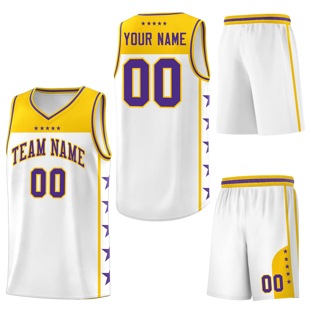 Custom White Purple Personalized Star Pattern Sports Uniform Basketball Jersey