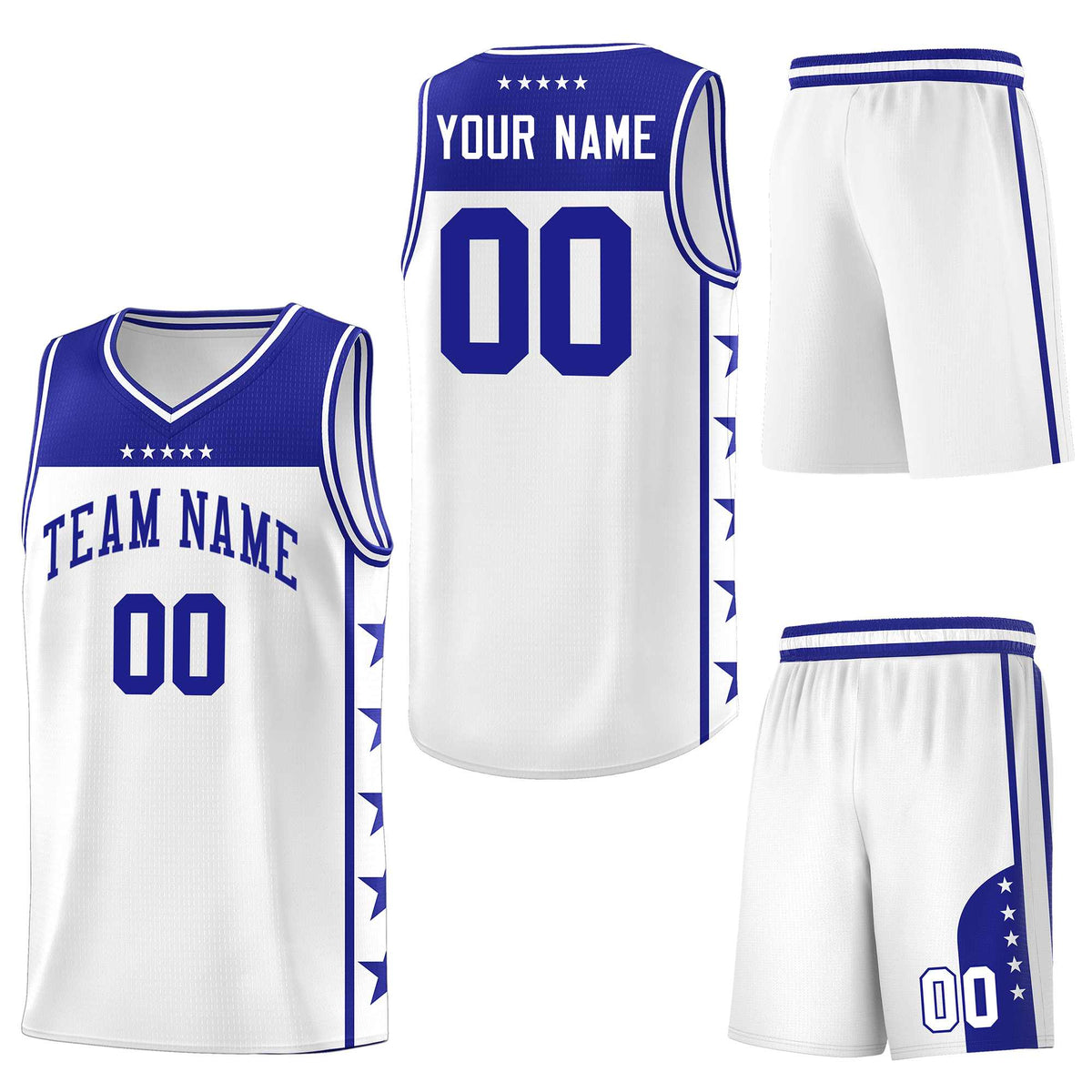 Custom White Royal Personalized Star Pattern Sports Uniform Basketball Jersey