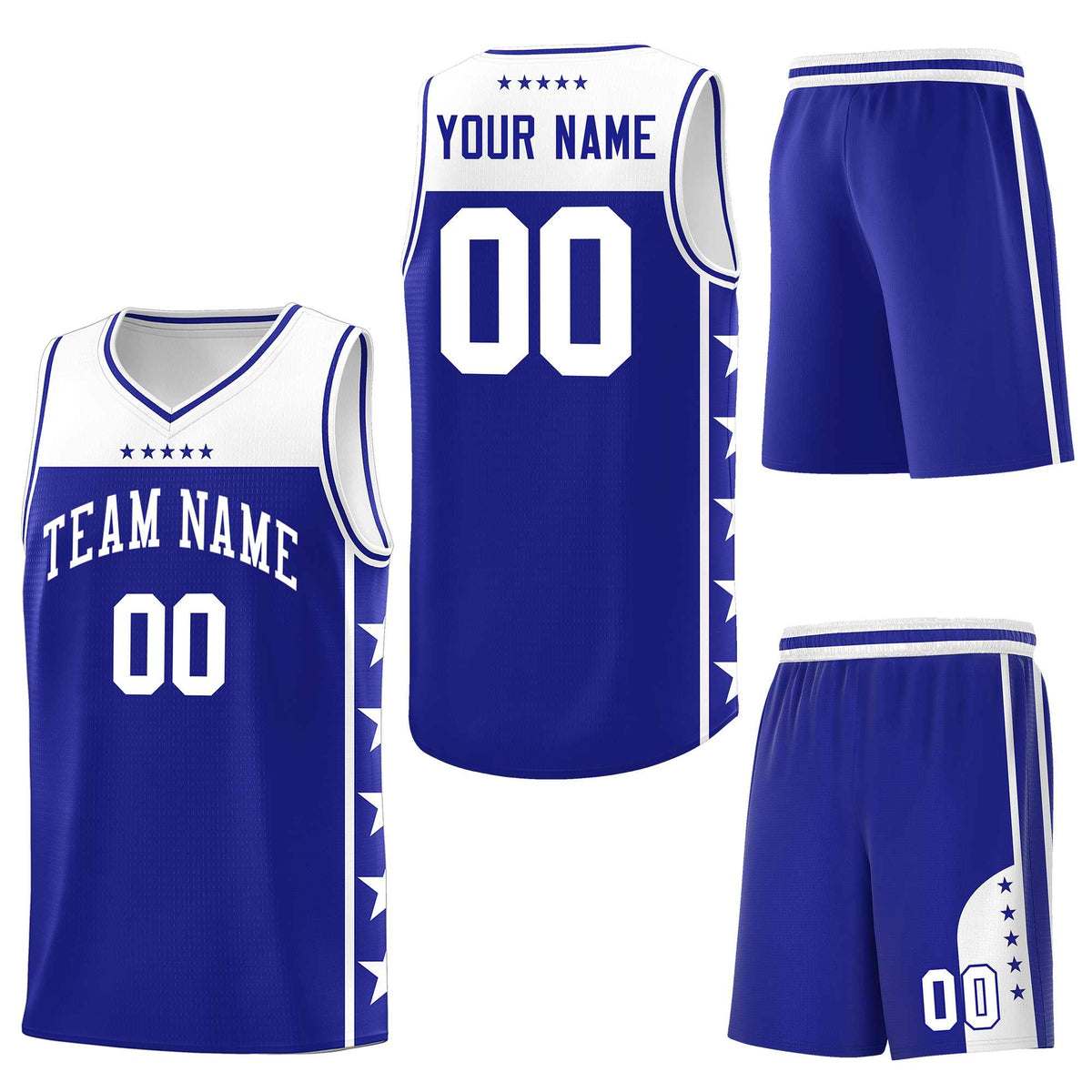 Custom Royal White Personalized Star Pattern Sports Uniform Basketball Jersey