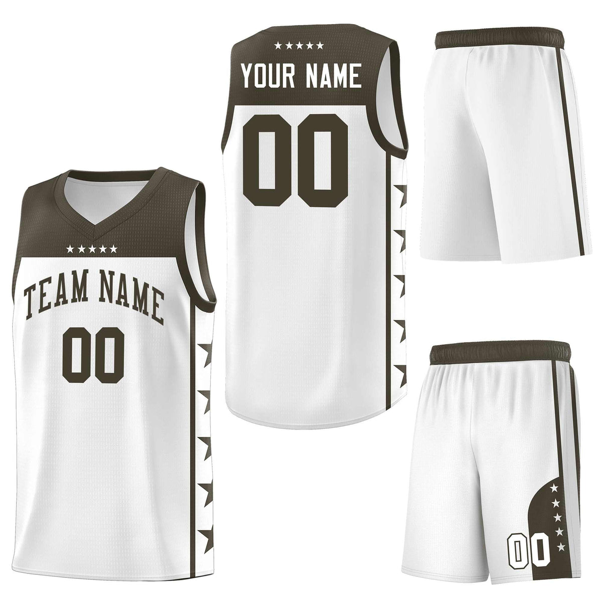 Custom White Olive Personalized Star Pattern Sports Uniform Basketball Jersey