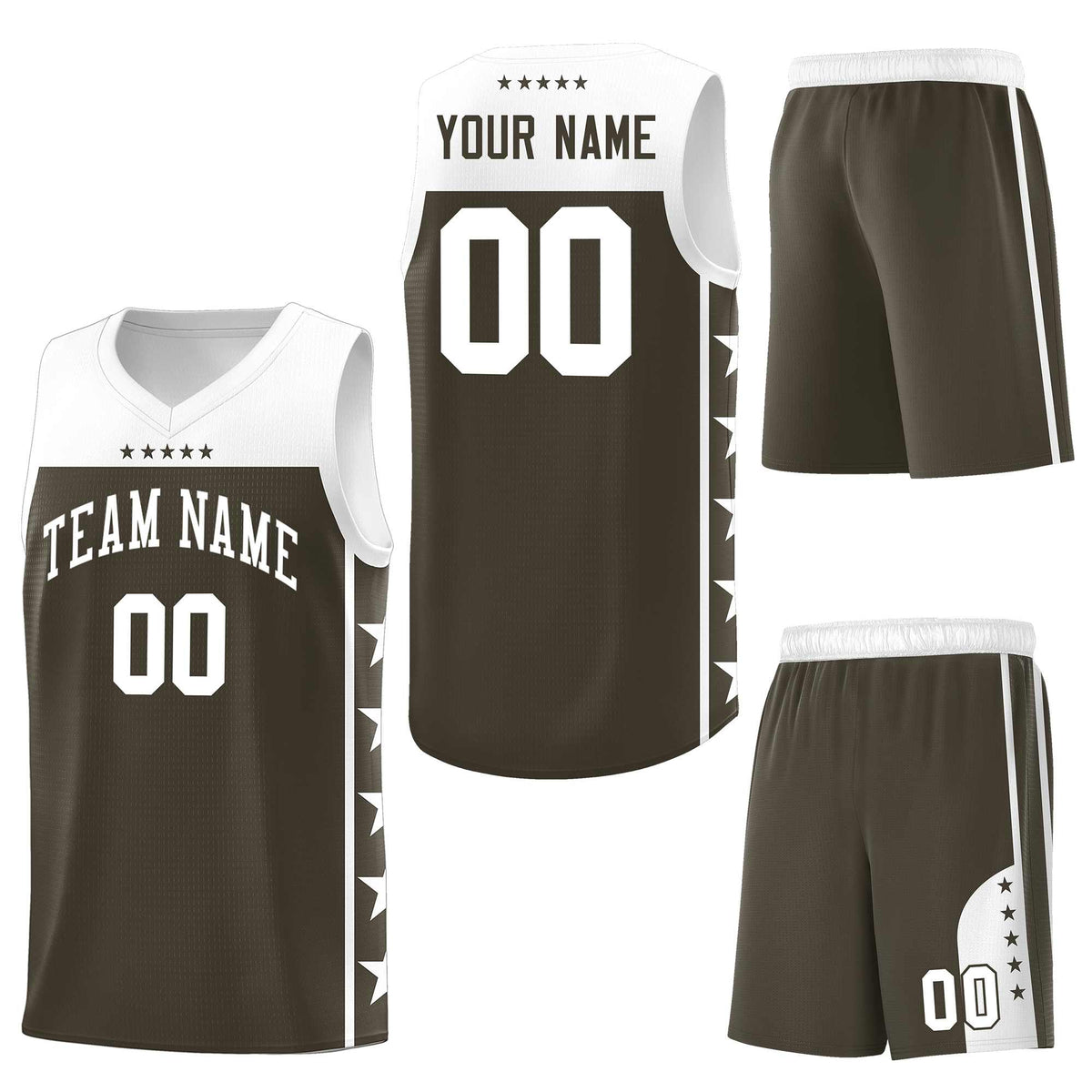 Custom Olive White Personalized Star Pattern Sports Uniform Basketball Jersey