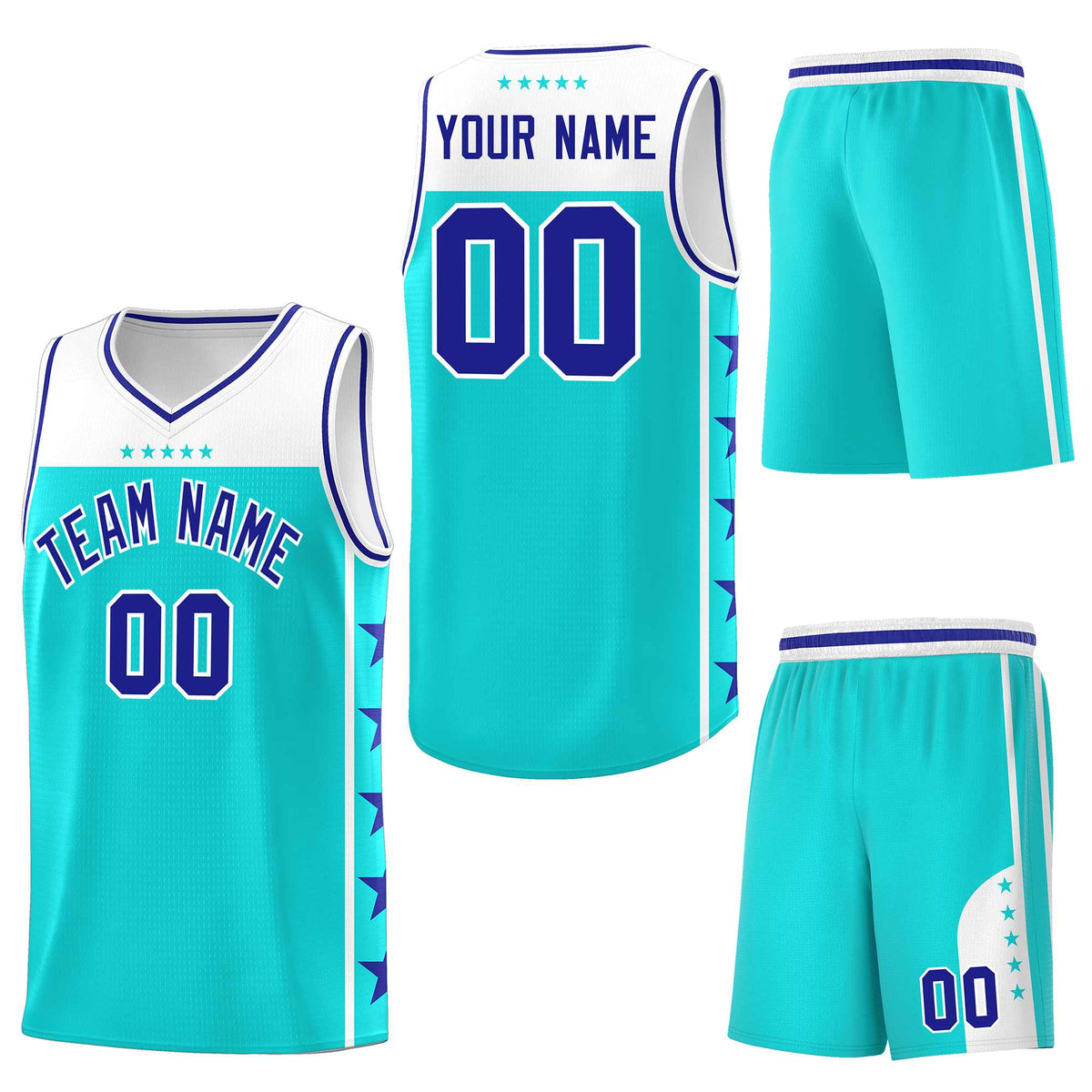 Custom Sky Blue Royal Personalized Star Pattern Sports Uniform Basketball Jersey