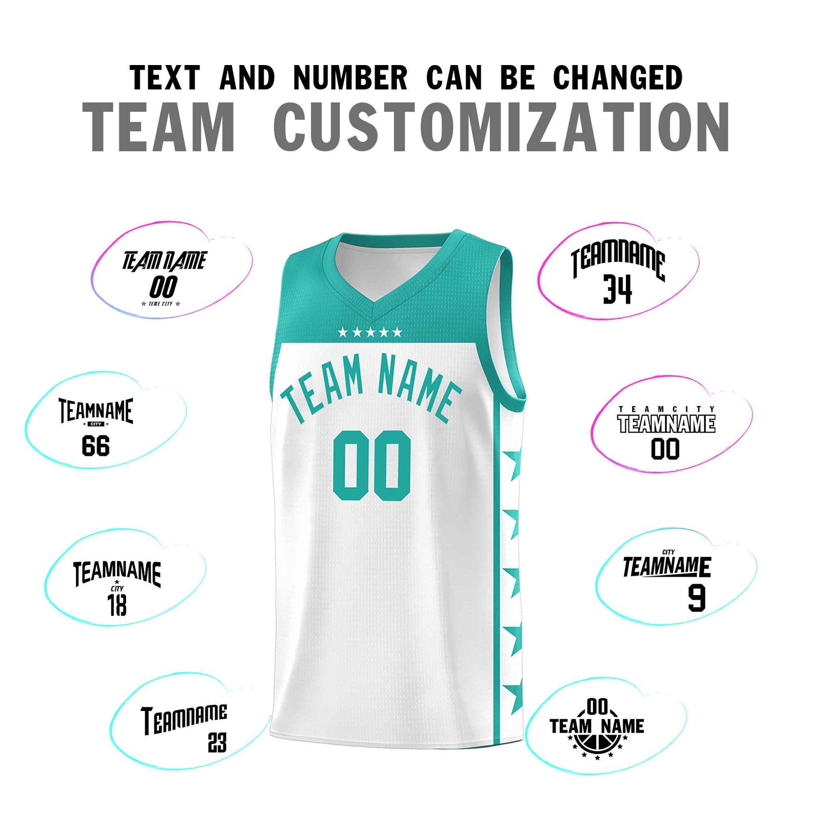 Custom White Aqua Color Block Sets Sports Uniform Basketball Jersey