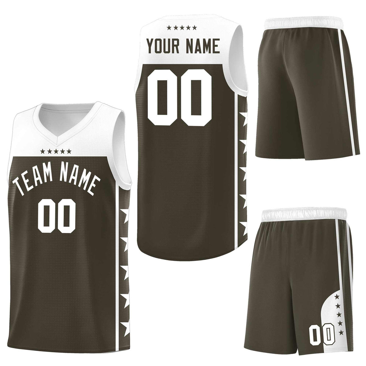 Custom Olive White Personalized Star Pattern Sports Uniform Basketball Jersey