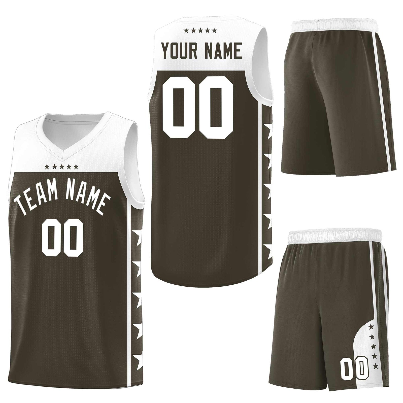 Custom Olive White Personalized Star Pattern Sports Uniform Basketball Jersey