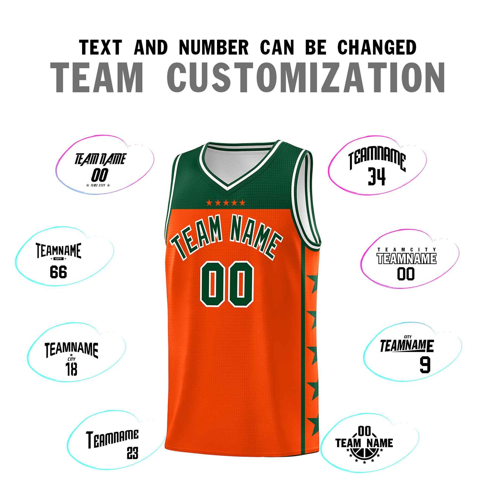 Custom Orange Kelly Green Color Block Sets Sports Uniform Basketball Jersey