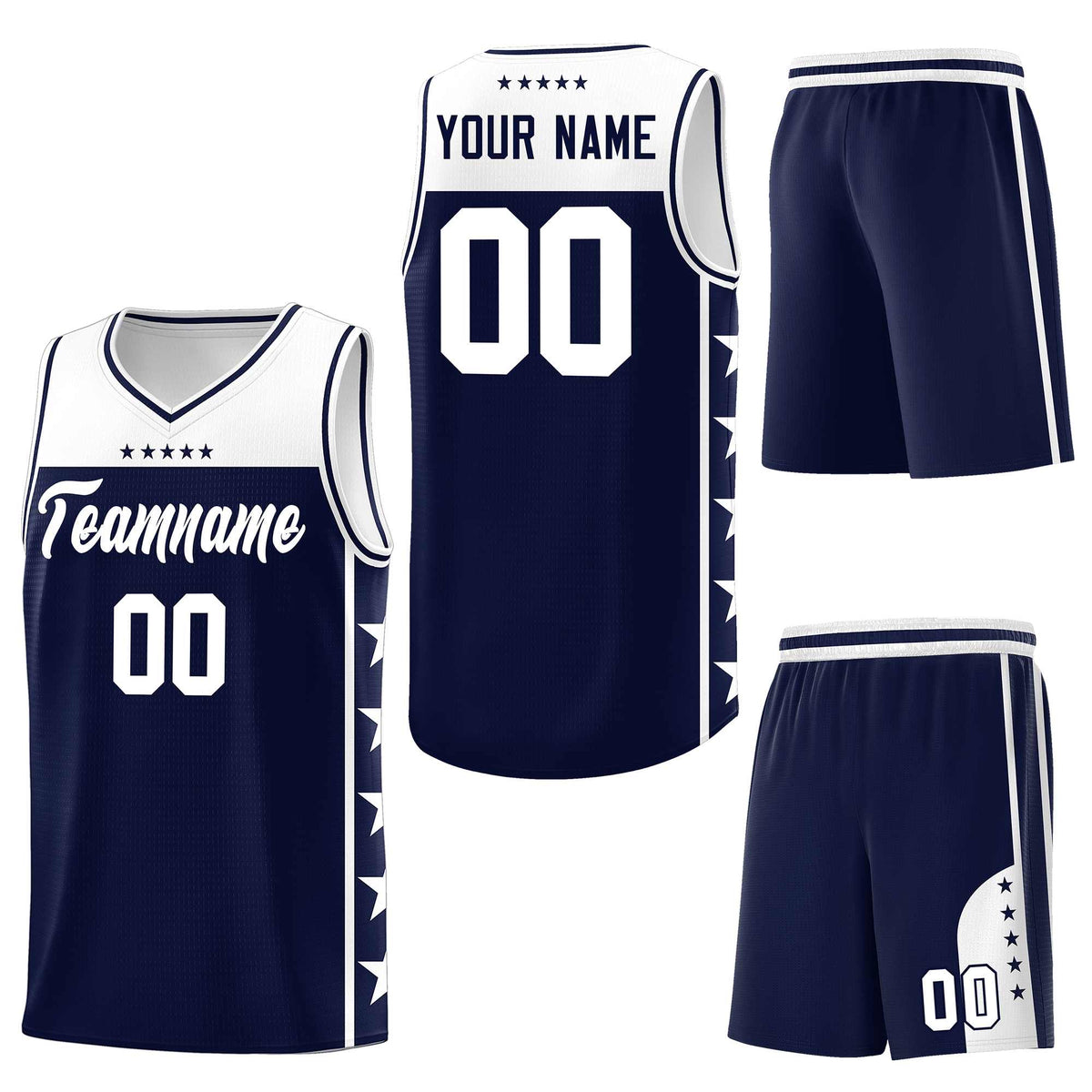 Custom Navy White Personalized Star Pattern Sports Uniform Basketball Jersey