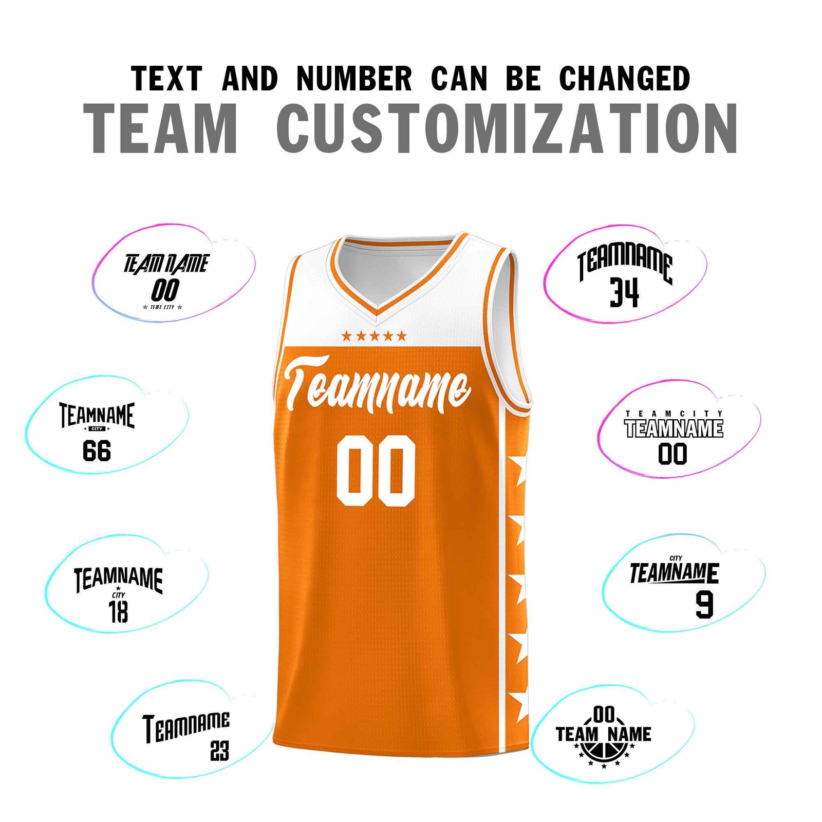 Custom Orange White Color Block Sets Sports Uniform Basketball Jersey