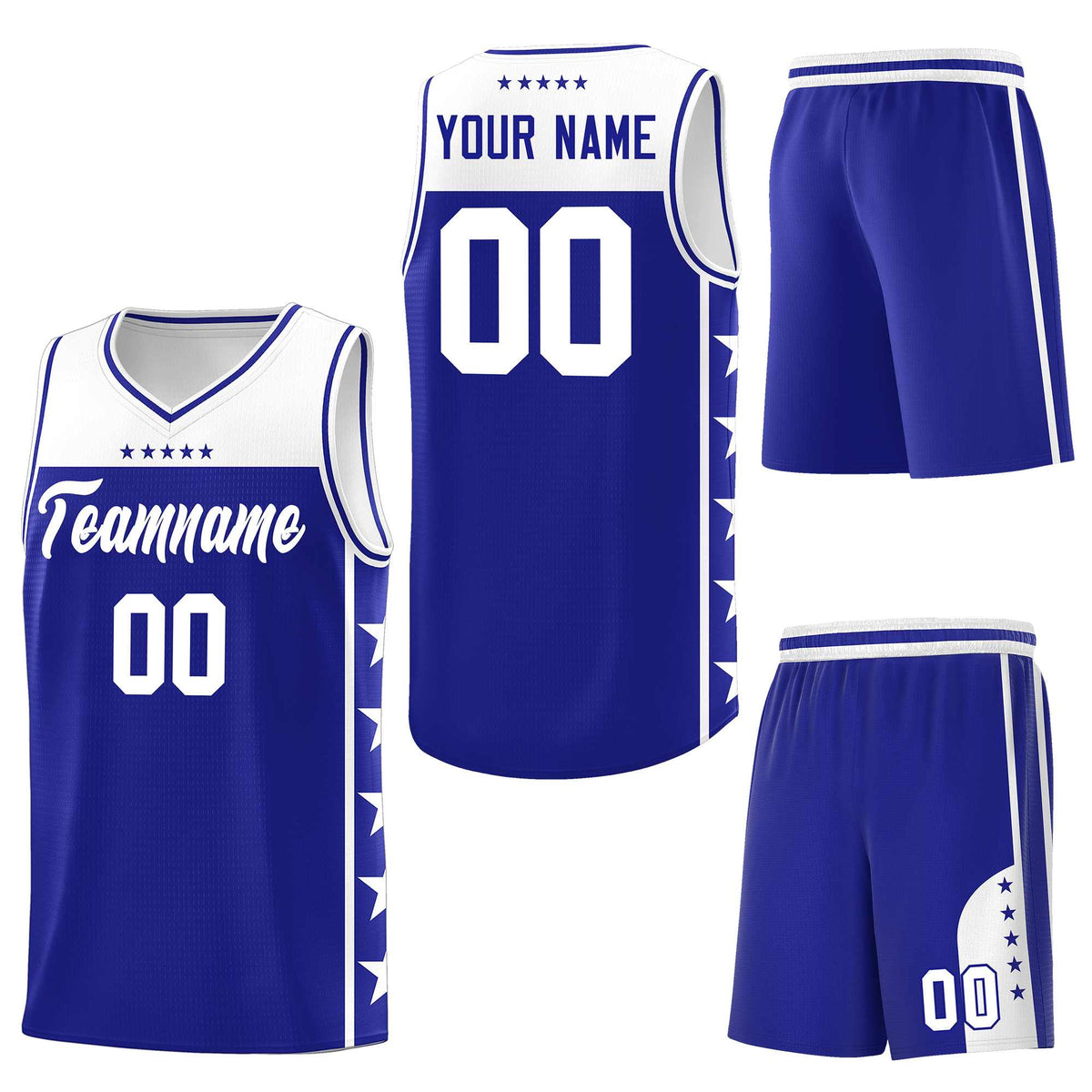 Custom Royal White Personalized Star Pattern Sports Uniform Basketball Jersey