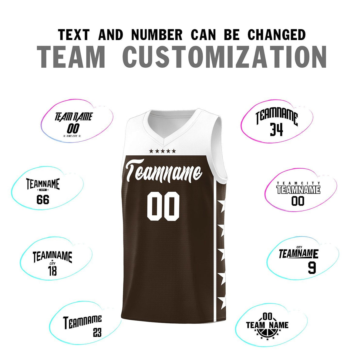 Custom Brown White Color Block Sets Sports Uniform Basketball Jersey