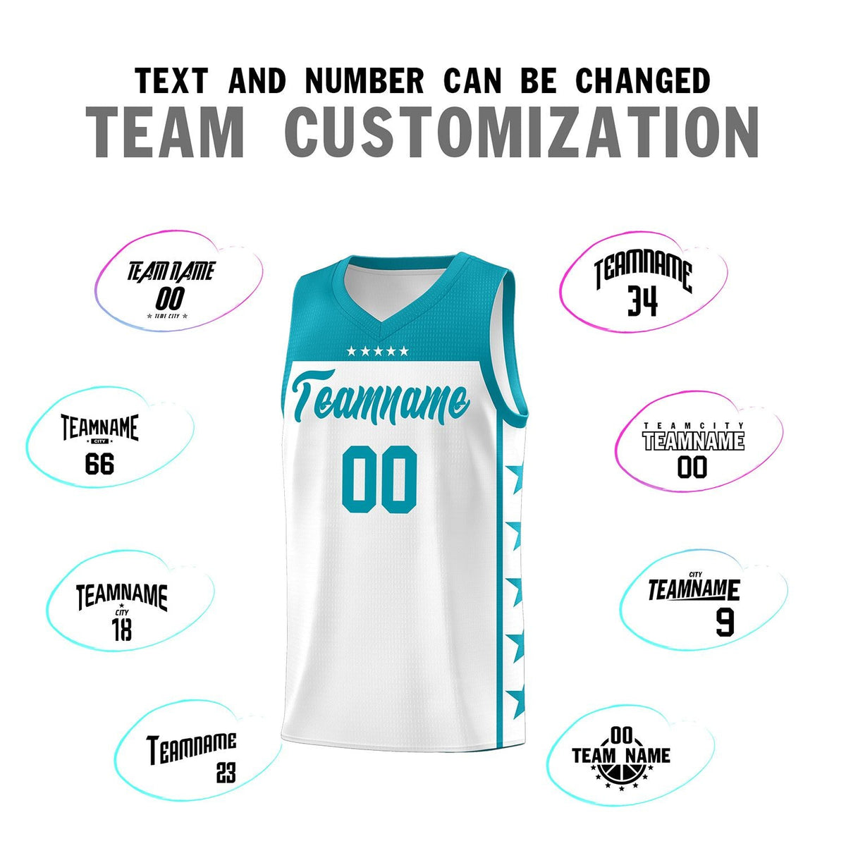 Custom White Aqua Color Block Sets Sports Uniform Basketball Jersey