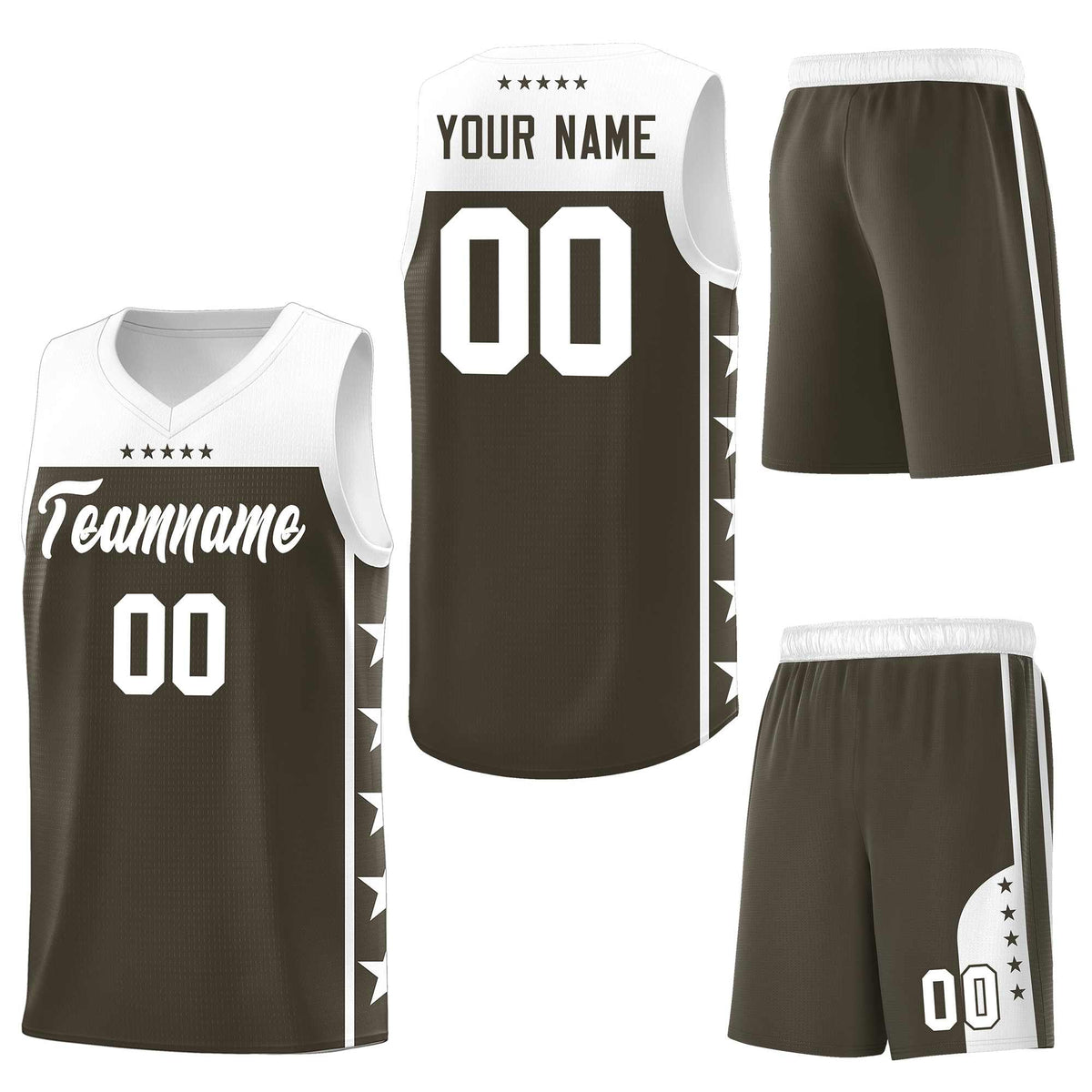 Custom Olive White Personalized Star Pattern Sports Uniform Basketball Jersey