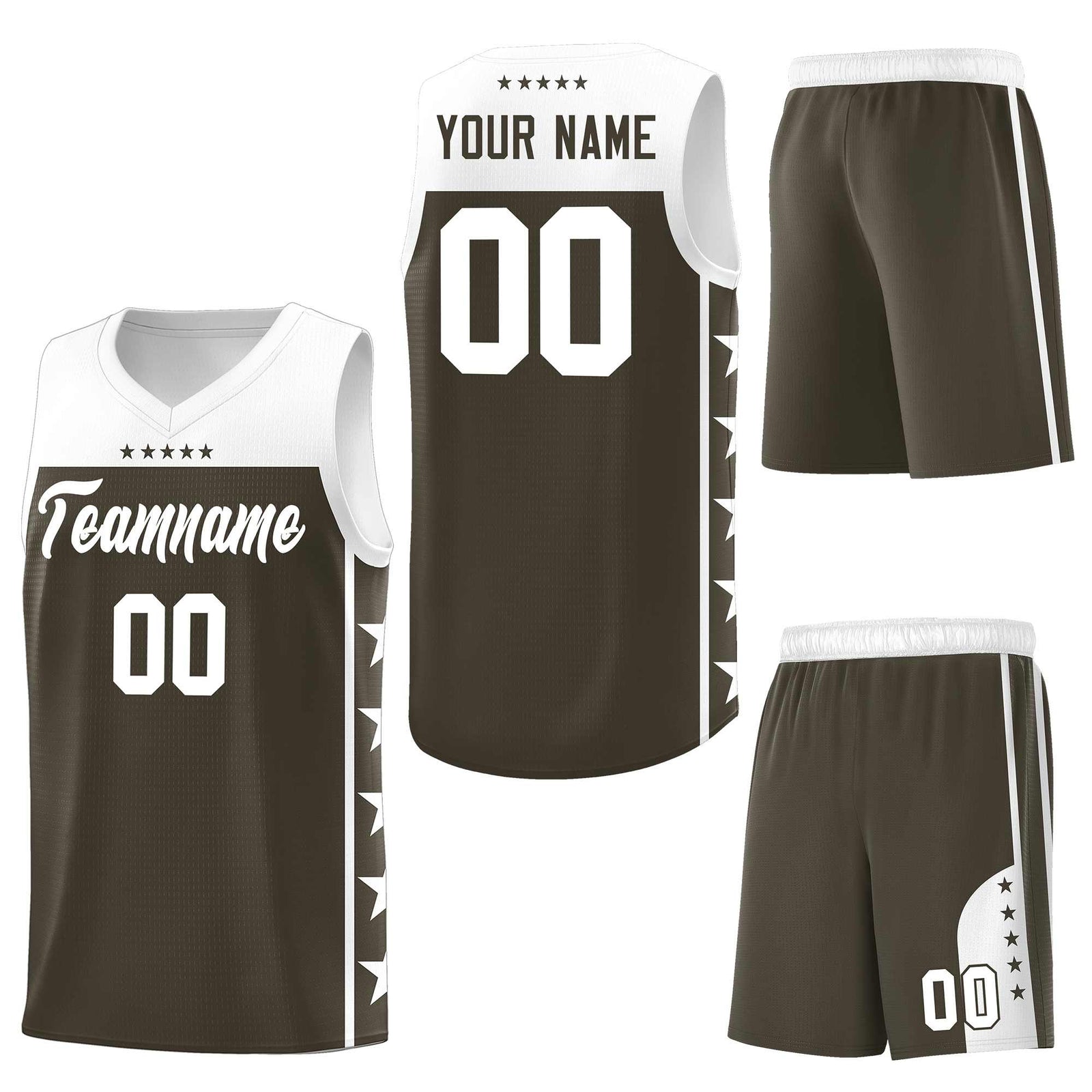 Custom Olive White Personalized Star Pattern Sports Uniform Basketball Jersey