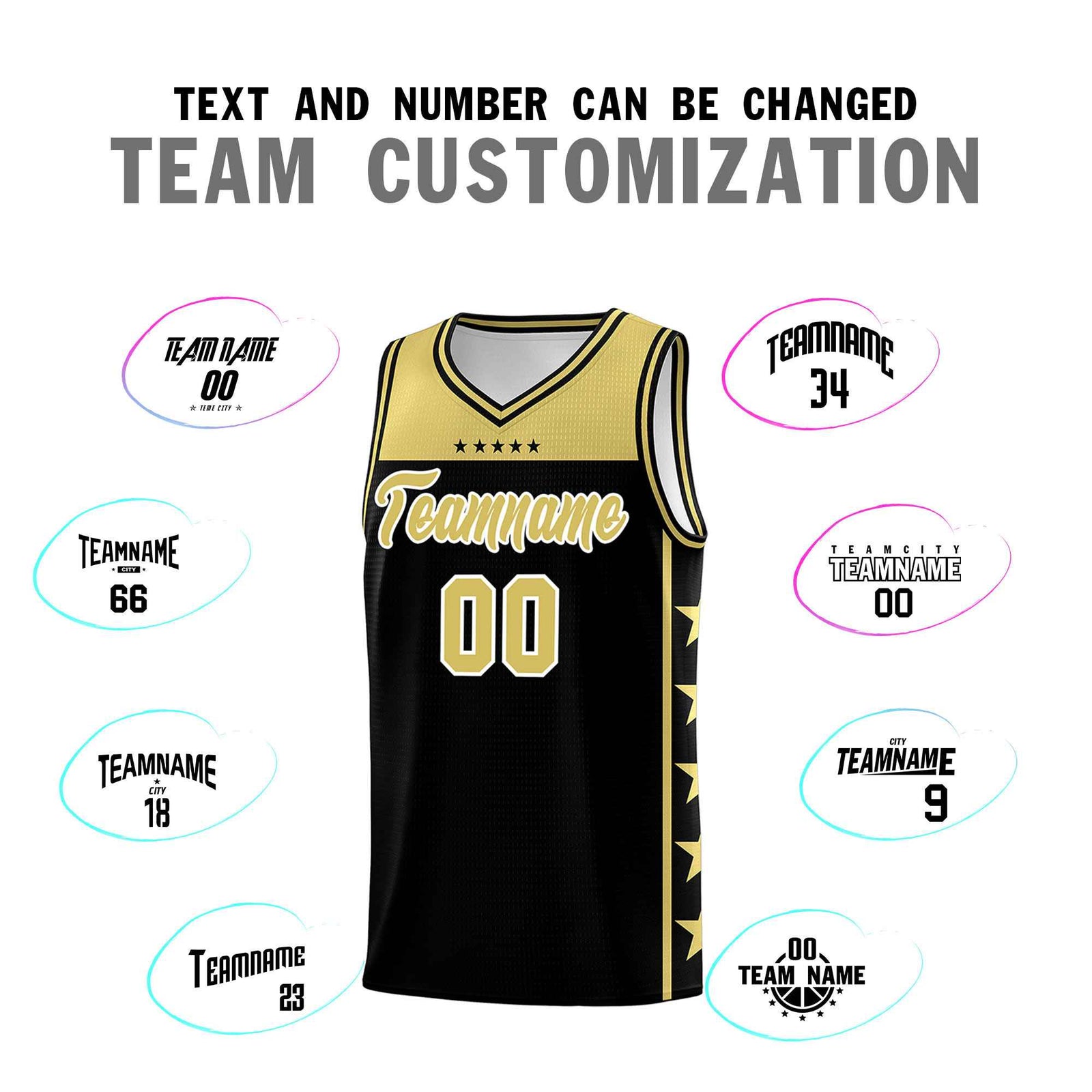 Custom Black Old Gold Color Block Sets Sports Uniform Basketball Jersey