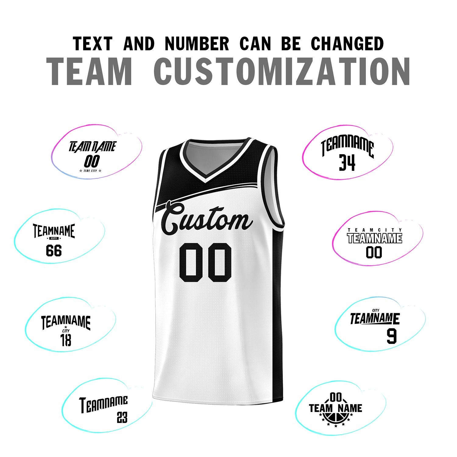 Custom White Black Color Block Sports Uniform Basketball Jersey KXKSHOP