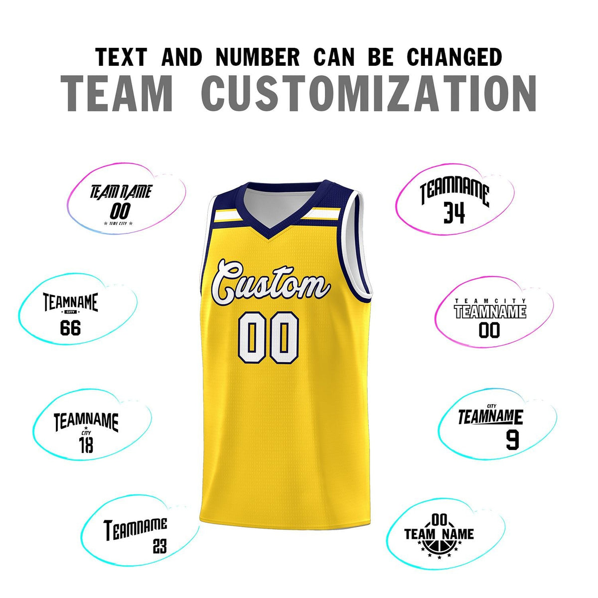 Custom Gold White-Navy Classic Sports Uniform Basketball Jersey