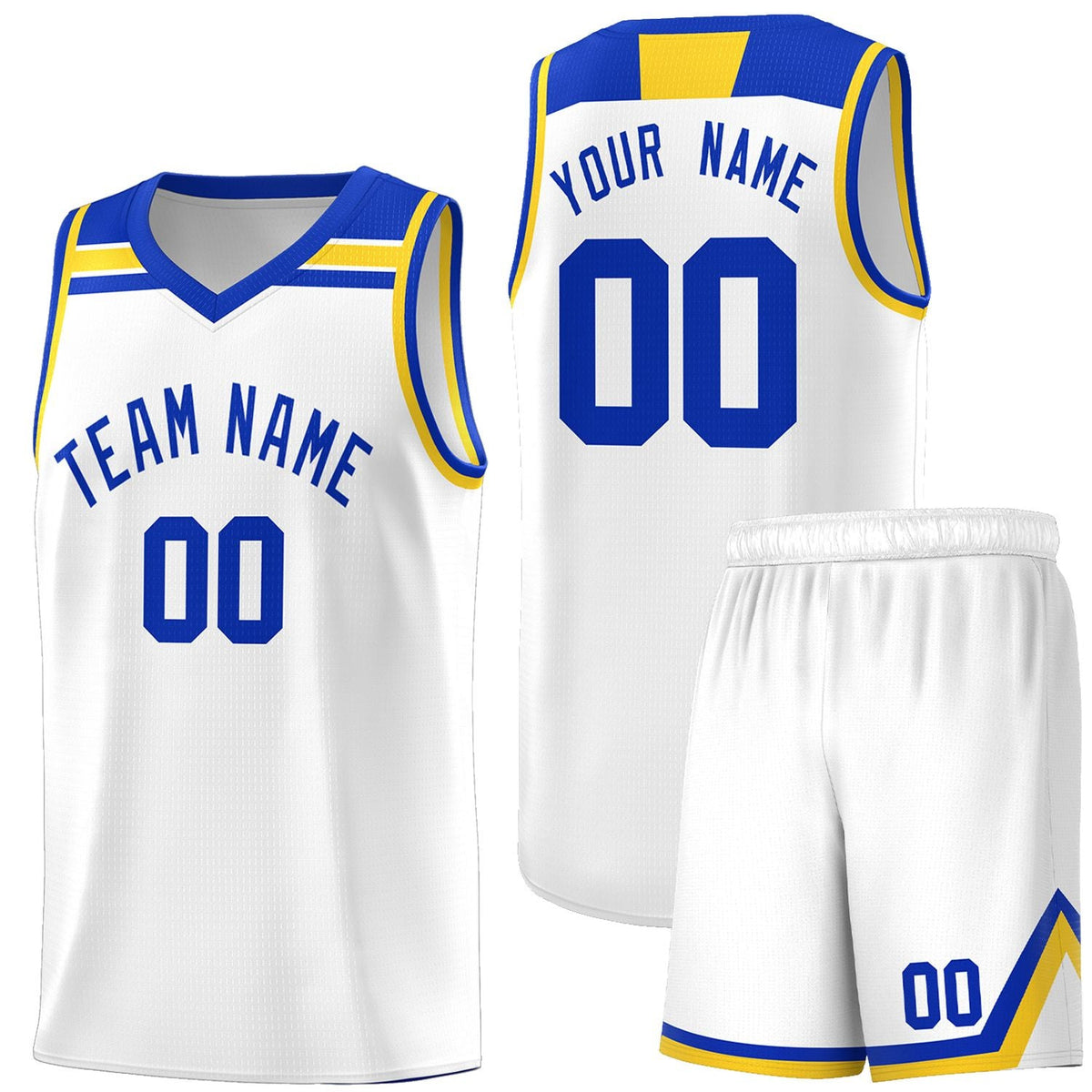 Custom White Royal-Gold Classic Sports Uniform Basketball Jersey