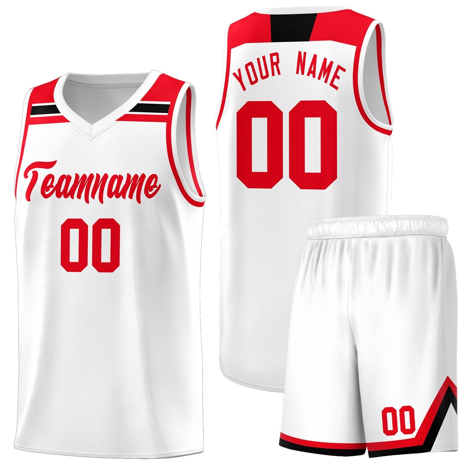 Custom White Red-Black Classic Sports Uniform Basketball Jersey