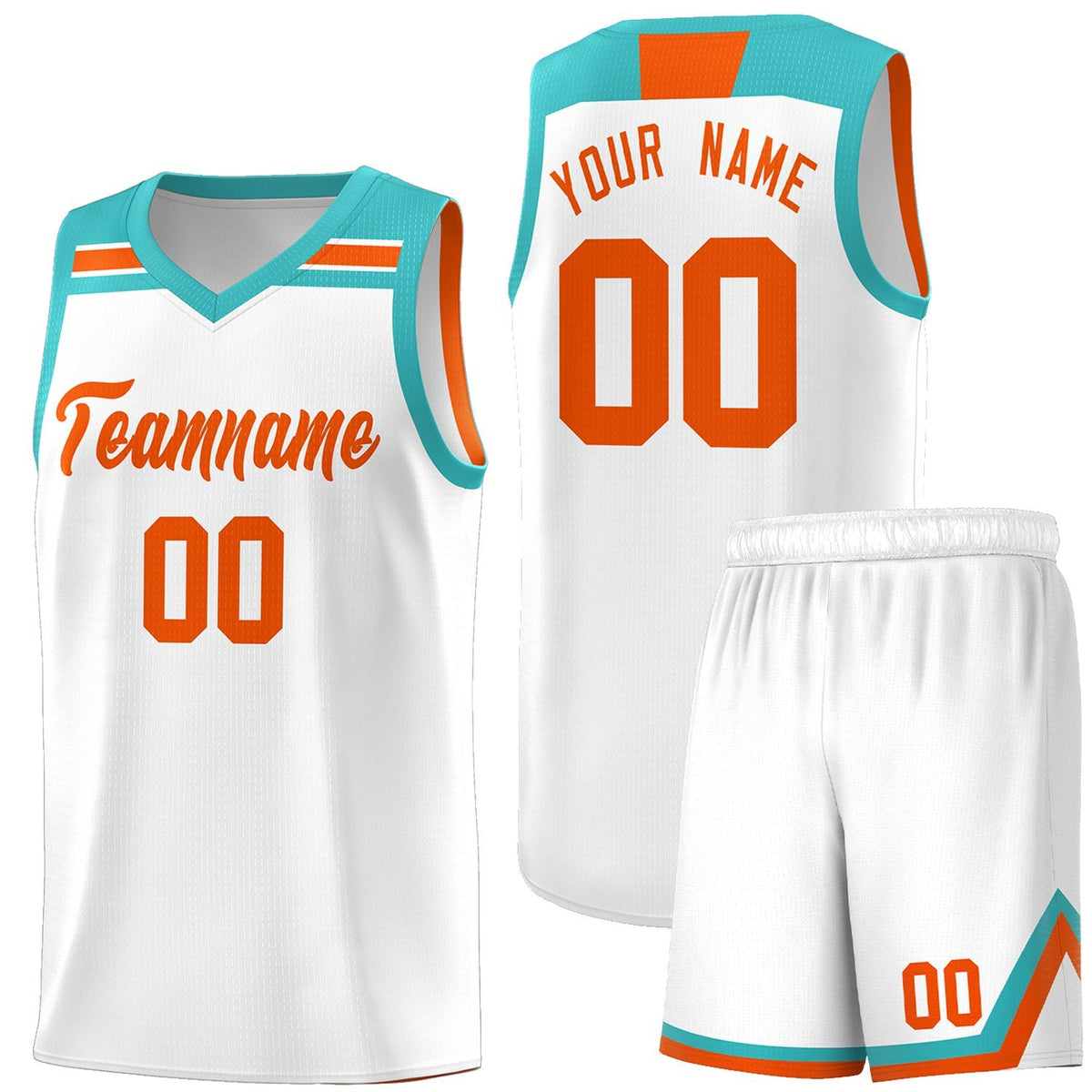 Custom White Orange-Aqua Classic Sports Uniform Basketball Jersey