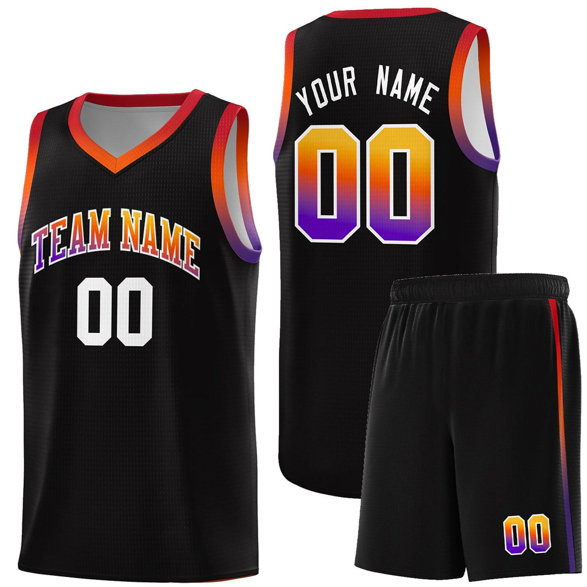 Custom Black Personalized Gradient Font Sports Uniform Basketball Jersey