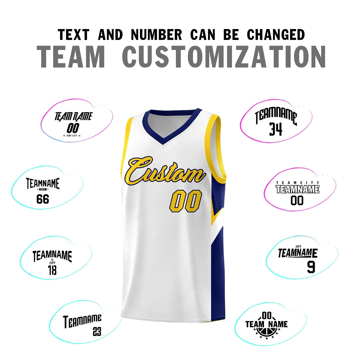 Custom White Navy Side Design Sets Sports Uniform Basketball Jersey