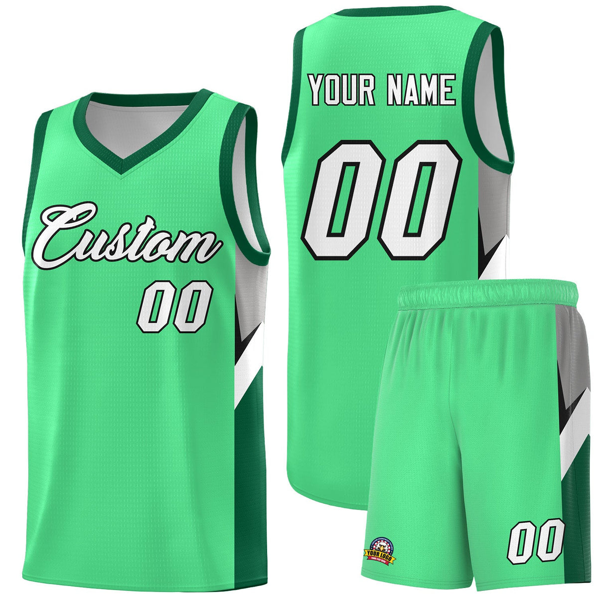 Custom Bright Green Kelly Green Side Design Sets Sports Uniform Basketball Jersey