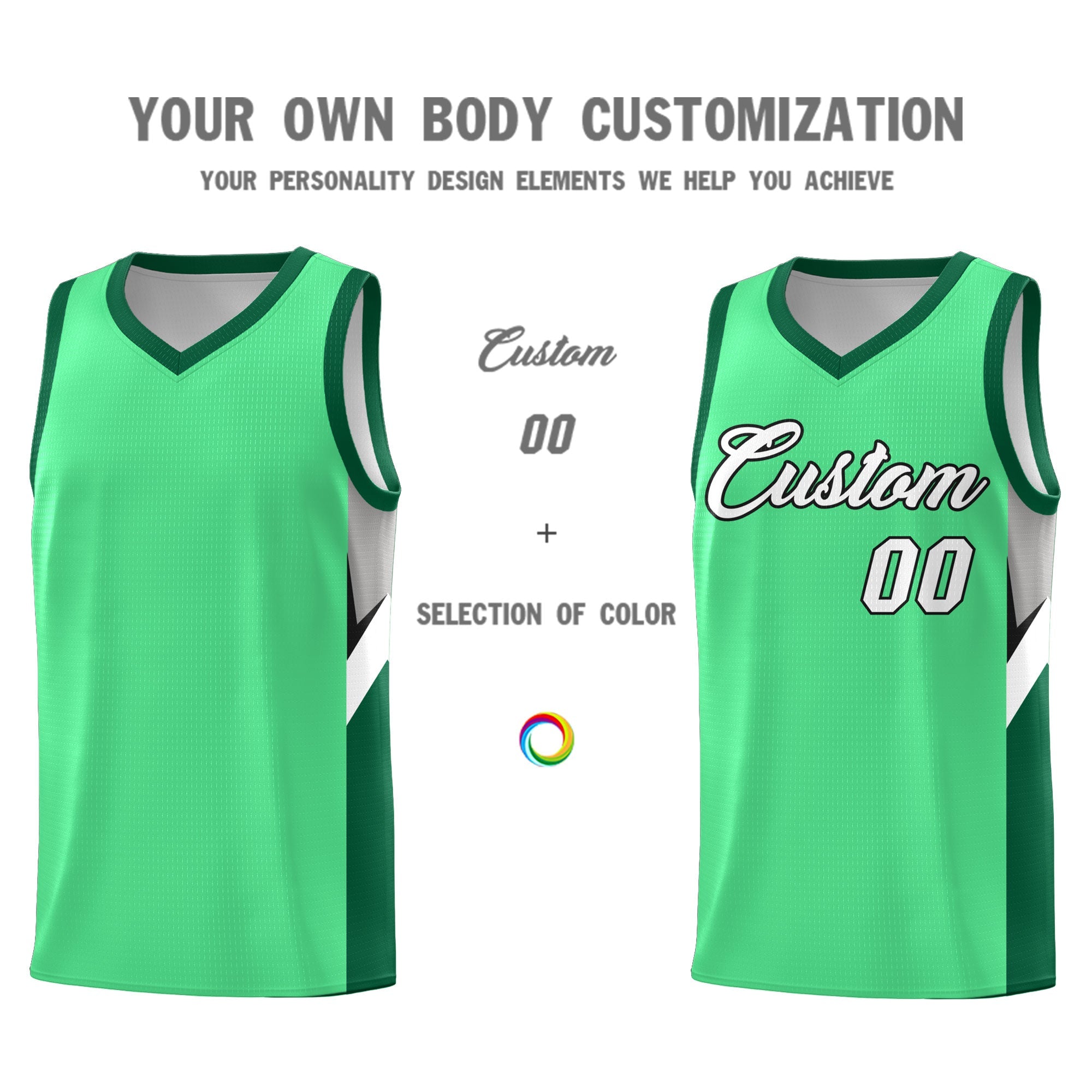 Custom Bright Green Kelly Green Side Design Sets Sports Uniform Basketball Jersey