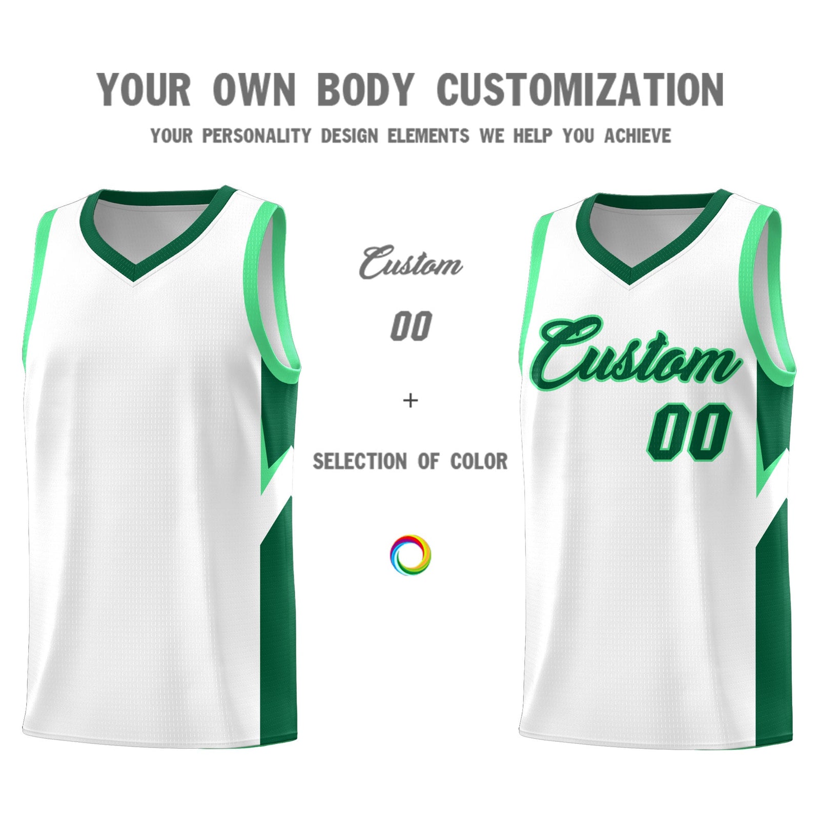 Custom White Kelly Green Side Design Sets Sports Uniform Basketball Jersey
