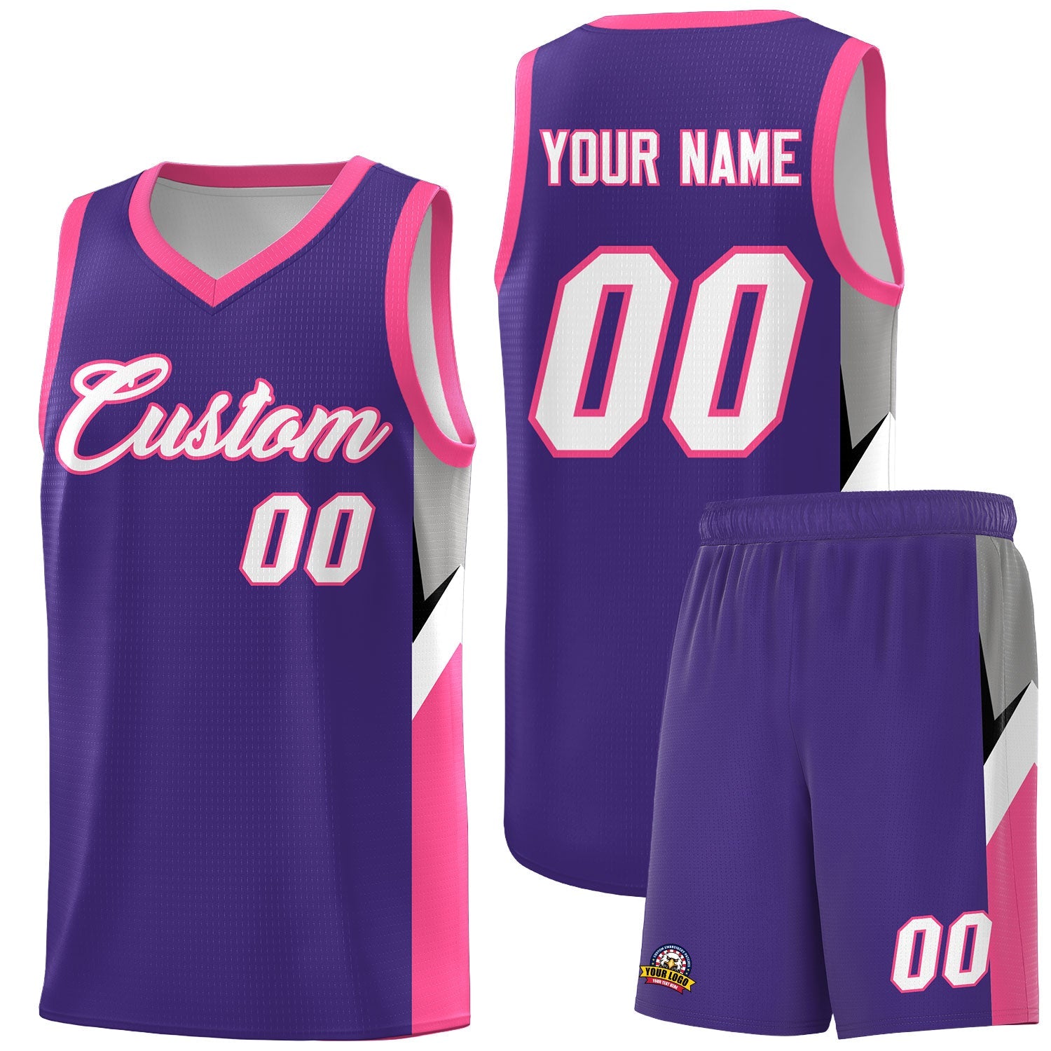 Custom Purple Pink Side Design Sets Sports Uniform Basketball Jersey