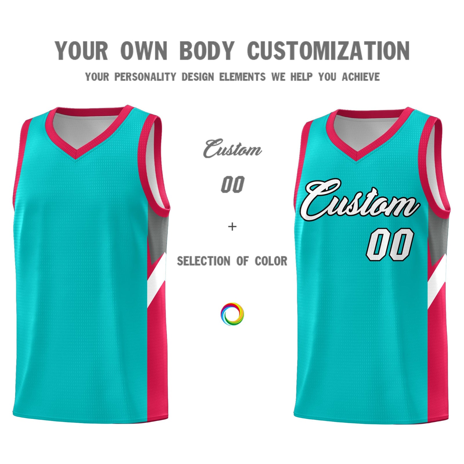 Custom Aqua Red Side Design Sets Sports Uniform Basketball Jersey