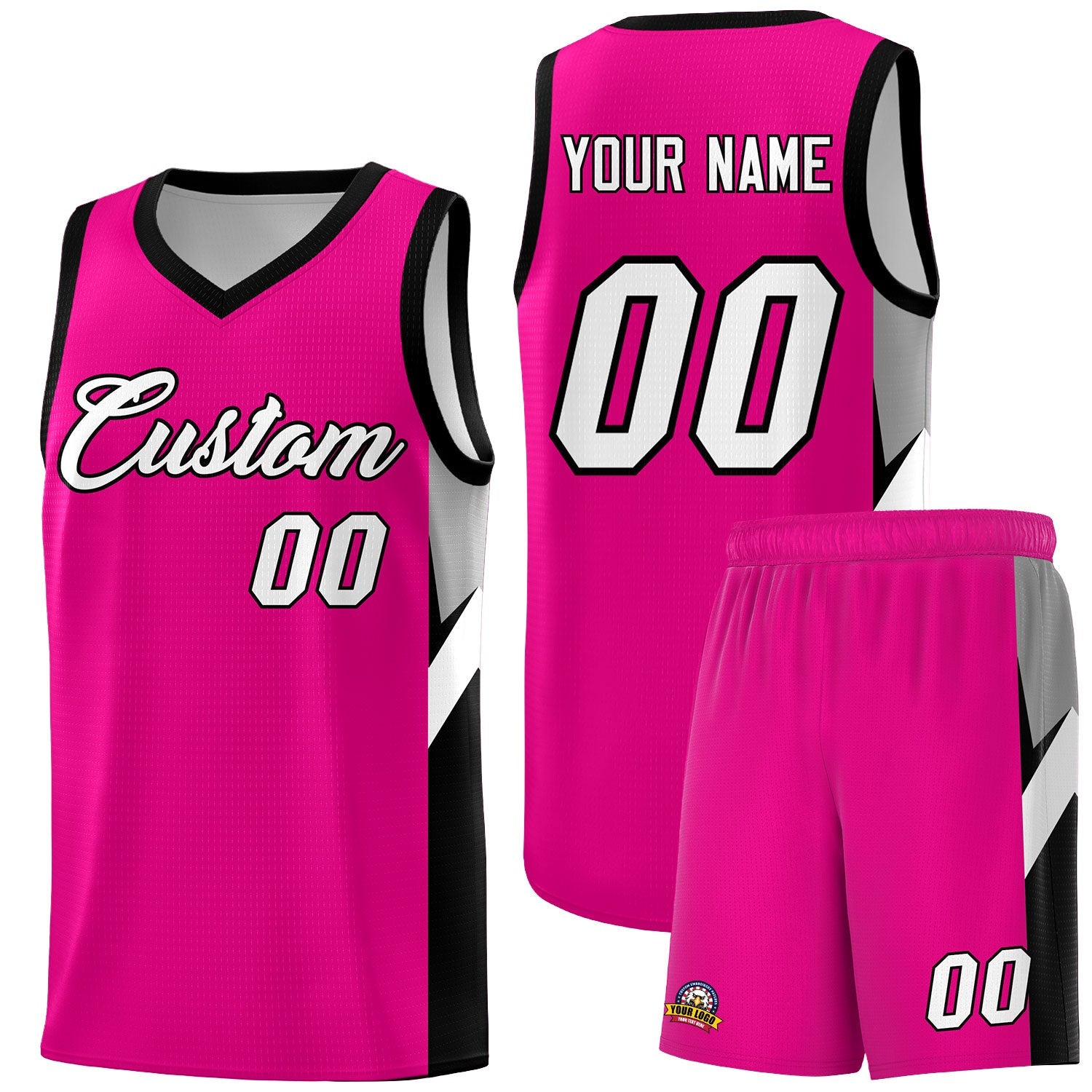 Custom Pink Black Side Design Sets Sports Uniform Basketball Jersey
