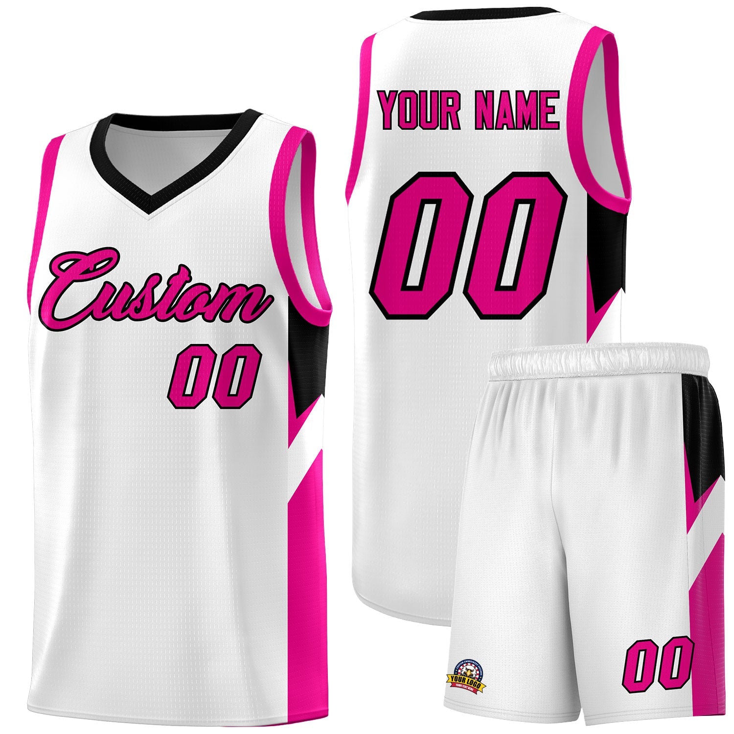 Custom White Black Side Design Sets Sports Uniform Basketball Jersey