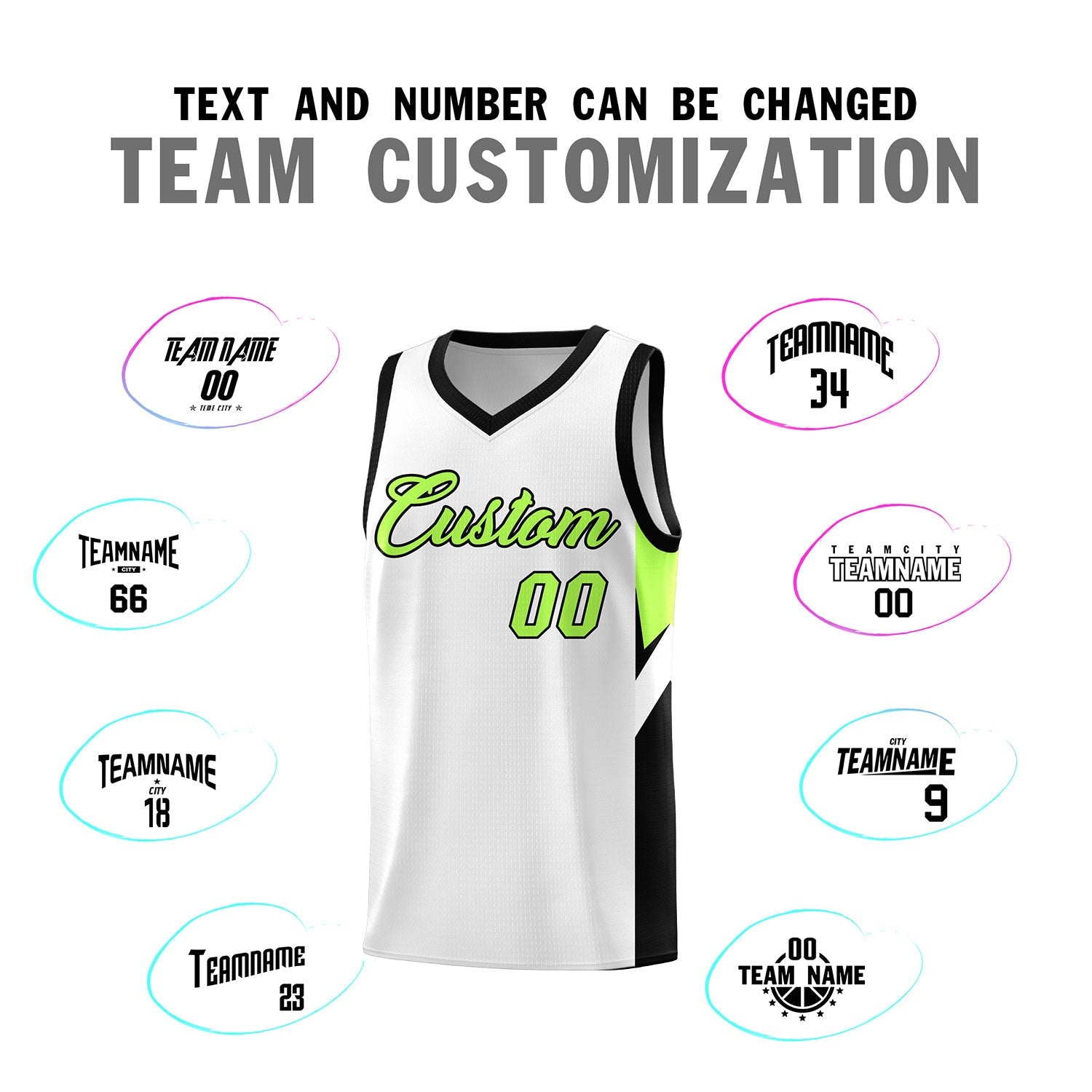 Custom White Black Side Design Sets Sports Uniform Basketball Jersey
