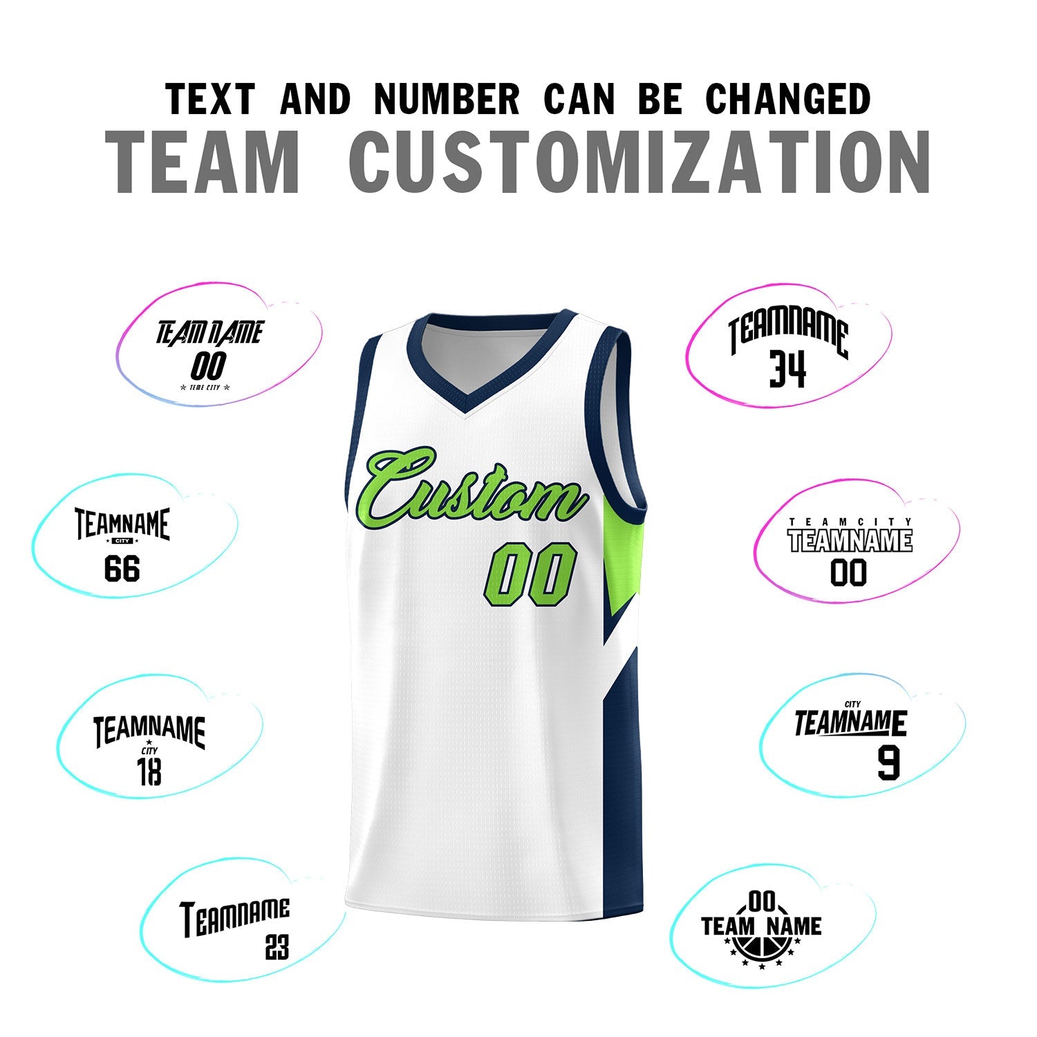 Custom White Navy Side Design Sets Sports Uniform Basketball Jersey
