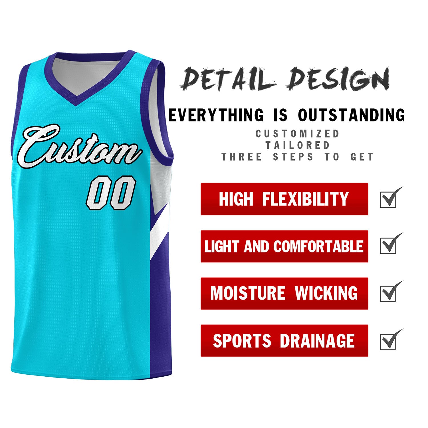 Custom Sky Blue Royal Side Design Sets Sports Uniform Basketball Jersey