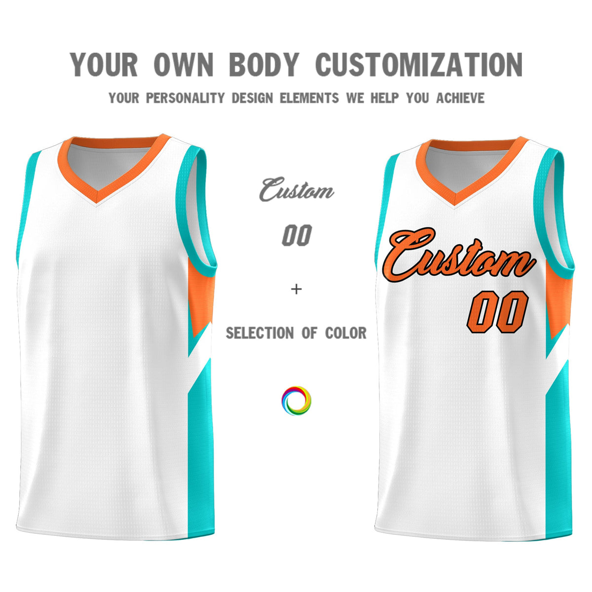 Custom White Orange Side Design Sets Sports Uniform Basketball Jersey