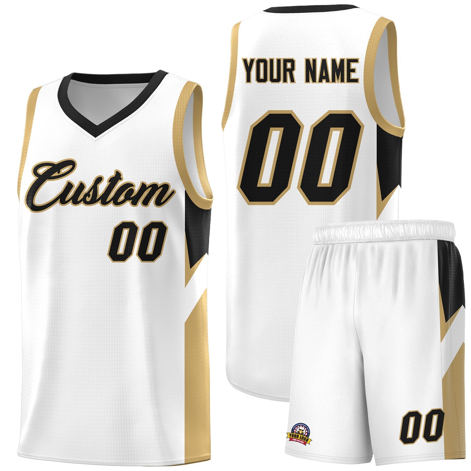 Custom White Black Side Design Sets Sports Uniform Basketball Jersey
