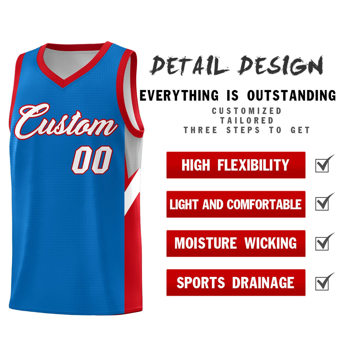 Custom Royal Red Side Design Sets Sports Uniform Basketball Jersey